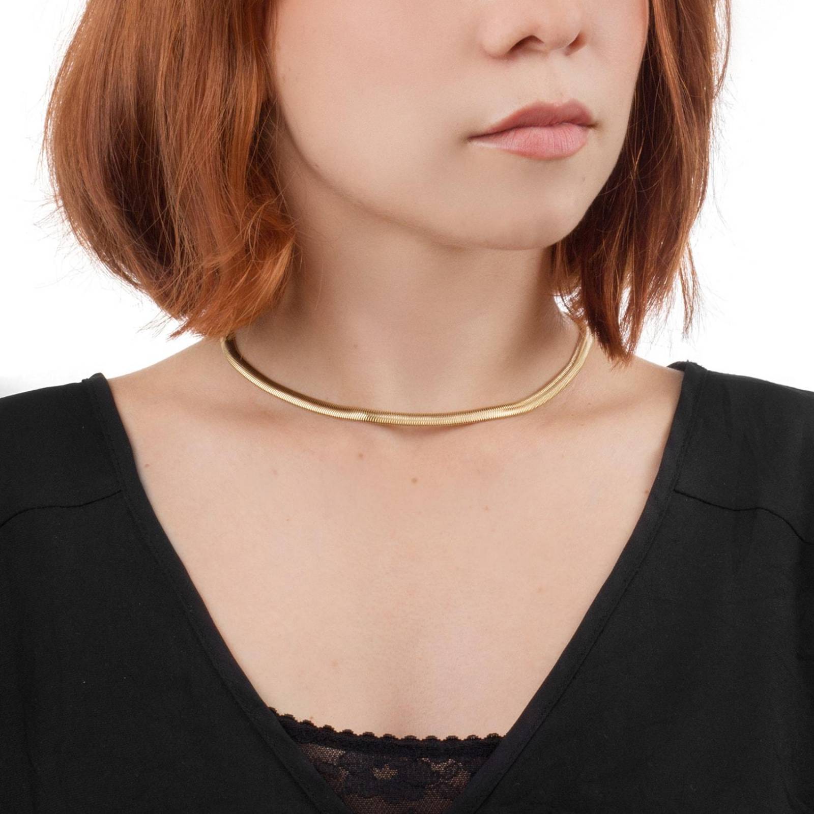 Cadena Panza de Víbora 5mm Mujer 40cm Chapa de Oro 18k 