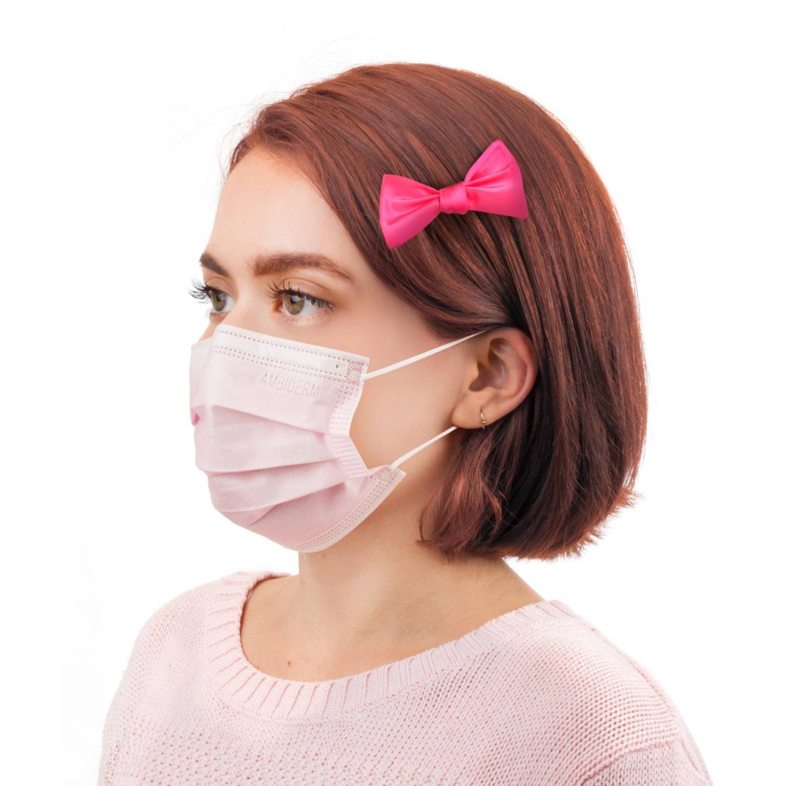 Cubrebocas Infantil Tricapa Plisado Rosa 50 pzs - Ambiderm 