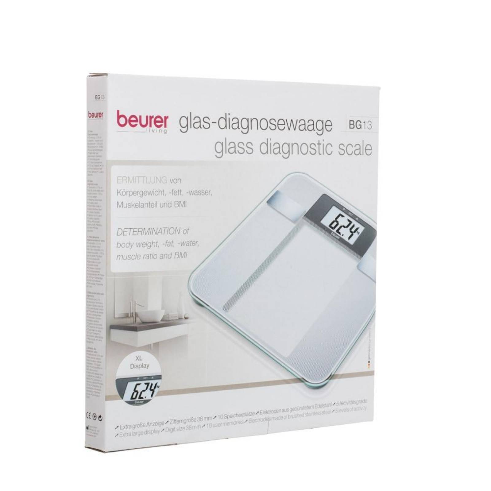 Beurer BG-13 Báscula Baño digital Diagnóstica display xl