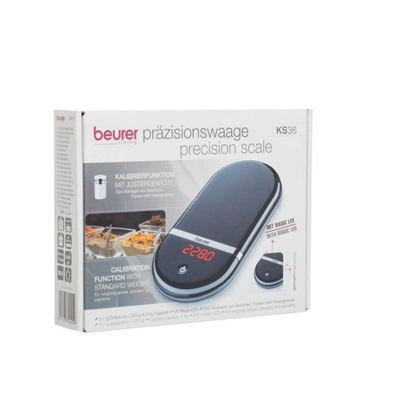 Bascula de Cocina KS36 Magic LED 2kg - Beurer 