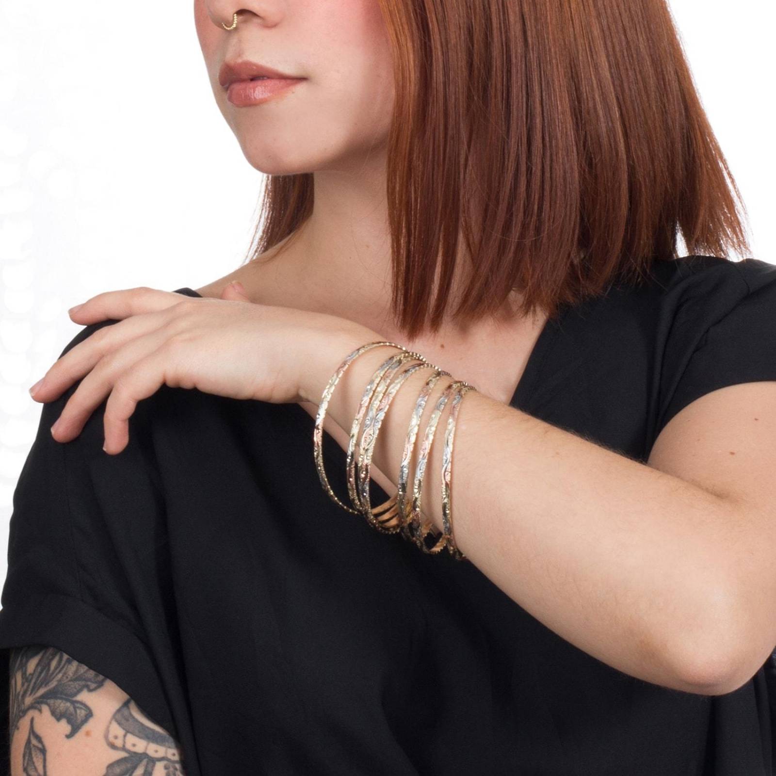 Pulsera Semanario 3 Oros Mujer 3mm Chapa de Oro 18k G Multicolor