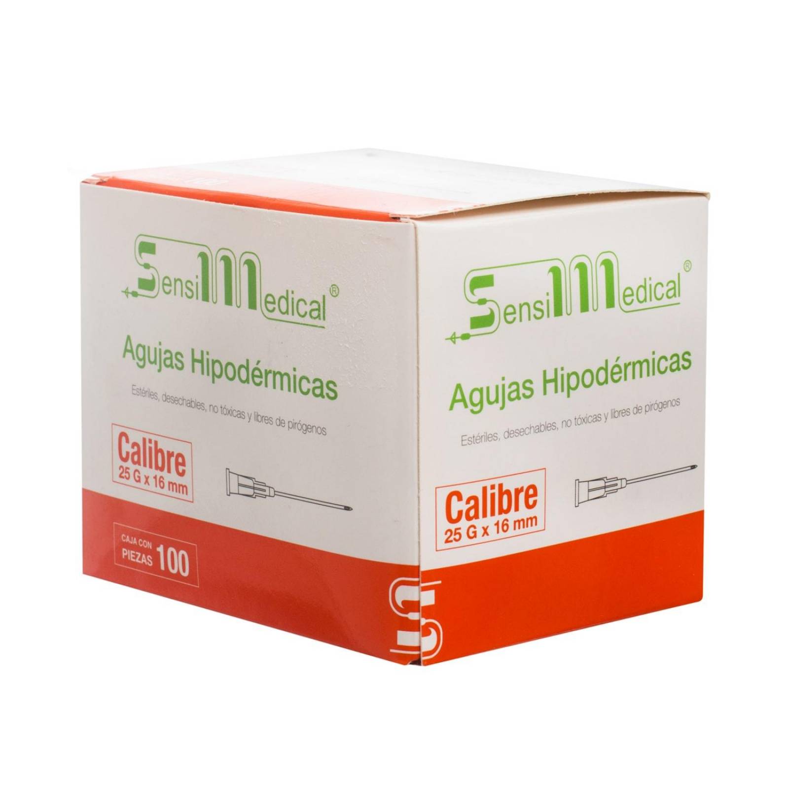 Aguja Hipodermica 25g x 16mm - 100 piezas - Sensimedical 