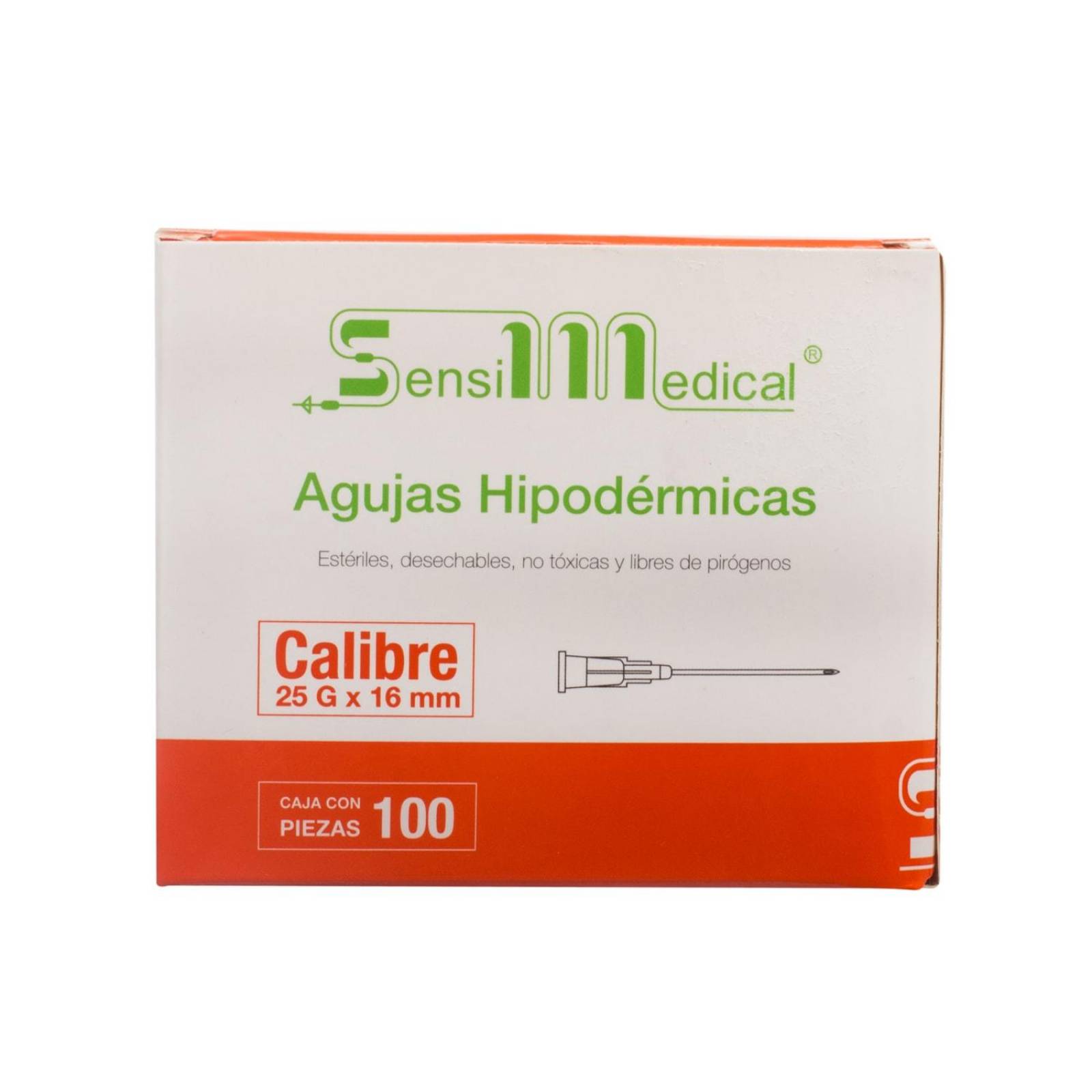 Aguja Hipodermica 25g x 16mm - 100 piezas - Sensimedical 