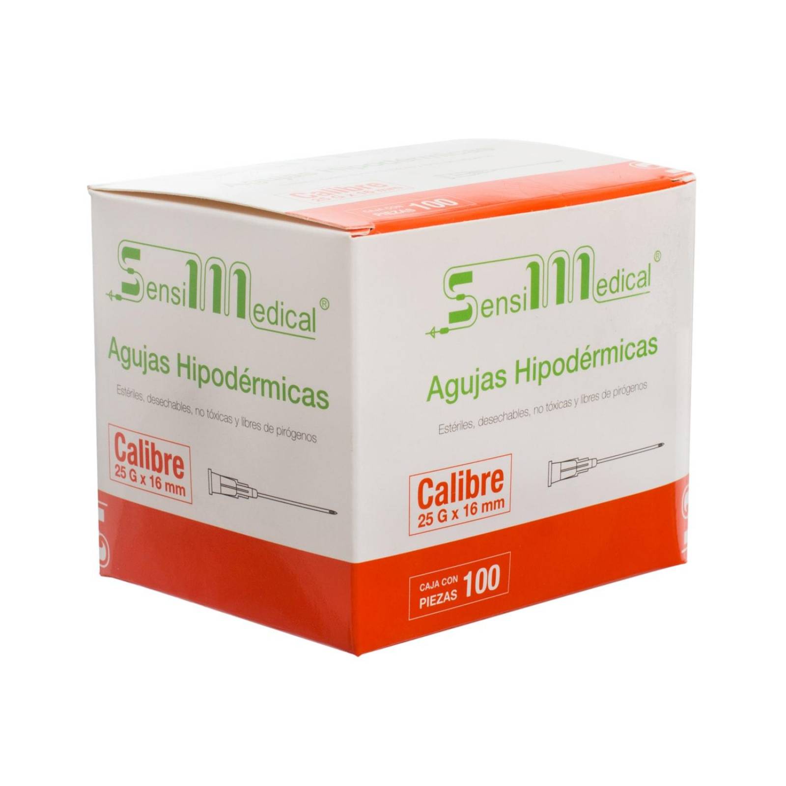Aguja Hipodermica 25g x 16mm - 100 piezas - Sensimedical 