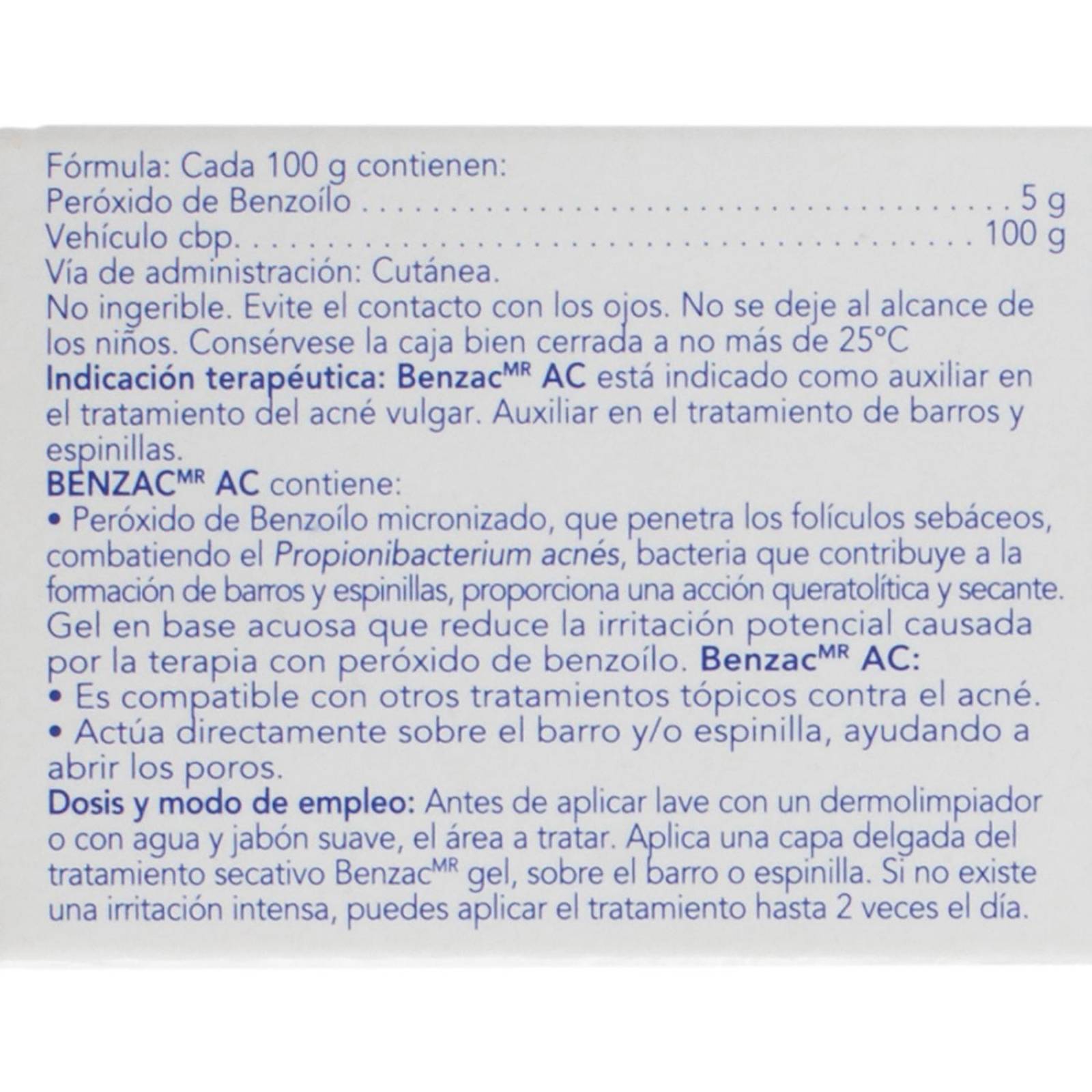 Peróxido De Benzoílo 5% Gel 60 gr Benzac AC - Galderma