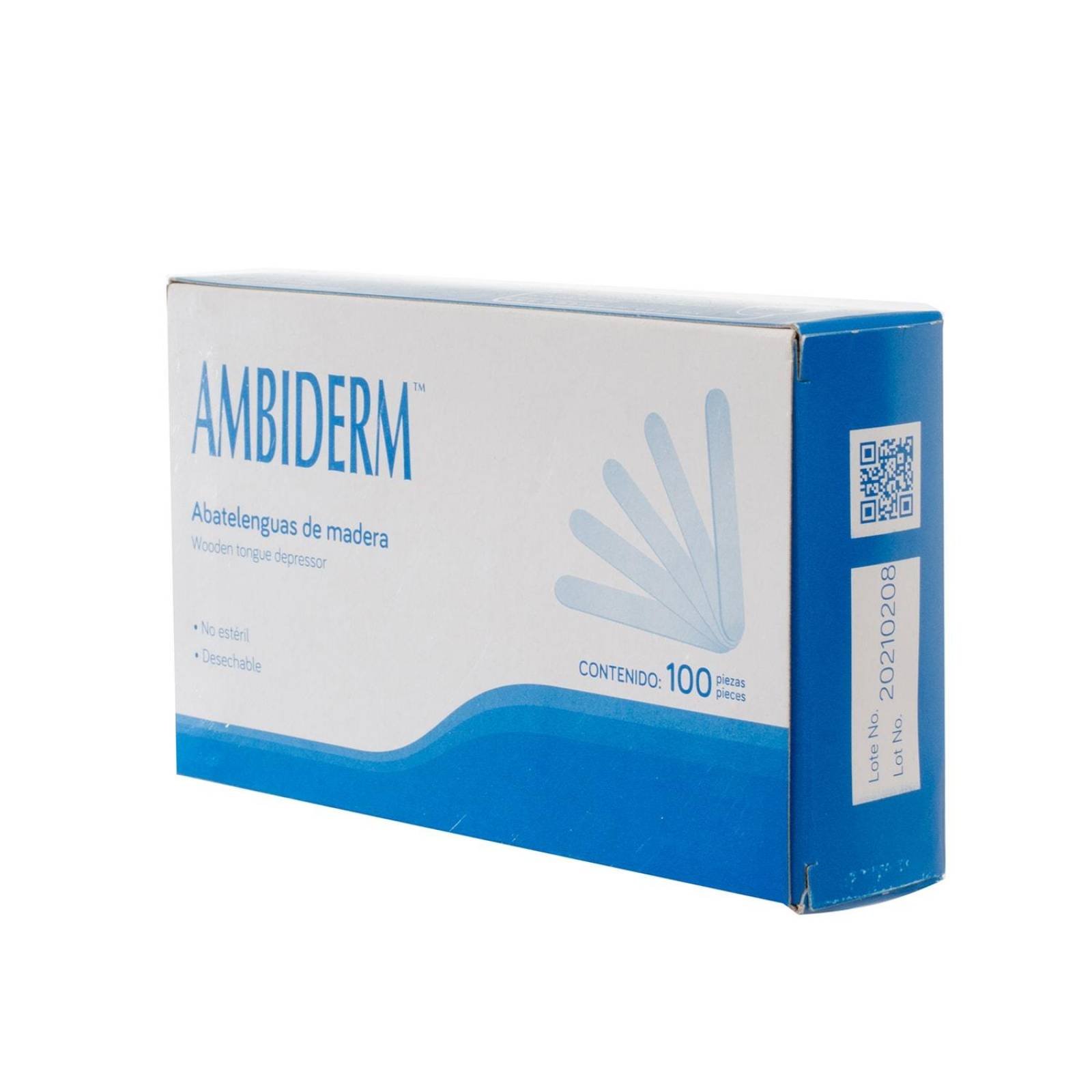 Abatelenguas de Madera para Adulto 100pz - Ambiderm 