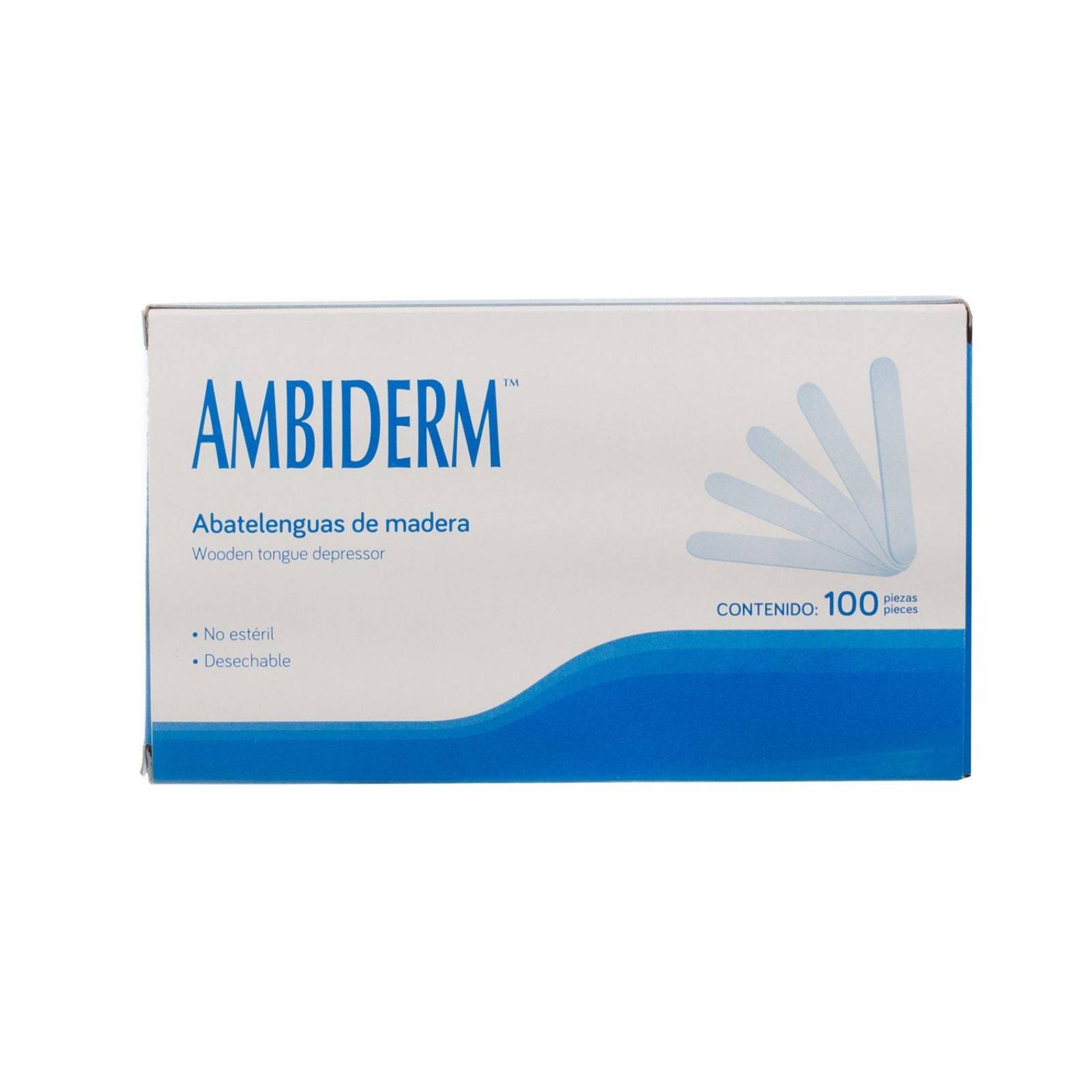 Abatelenguas de Madera para Adulto 100pz - Ambiderm 