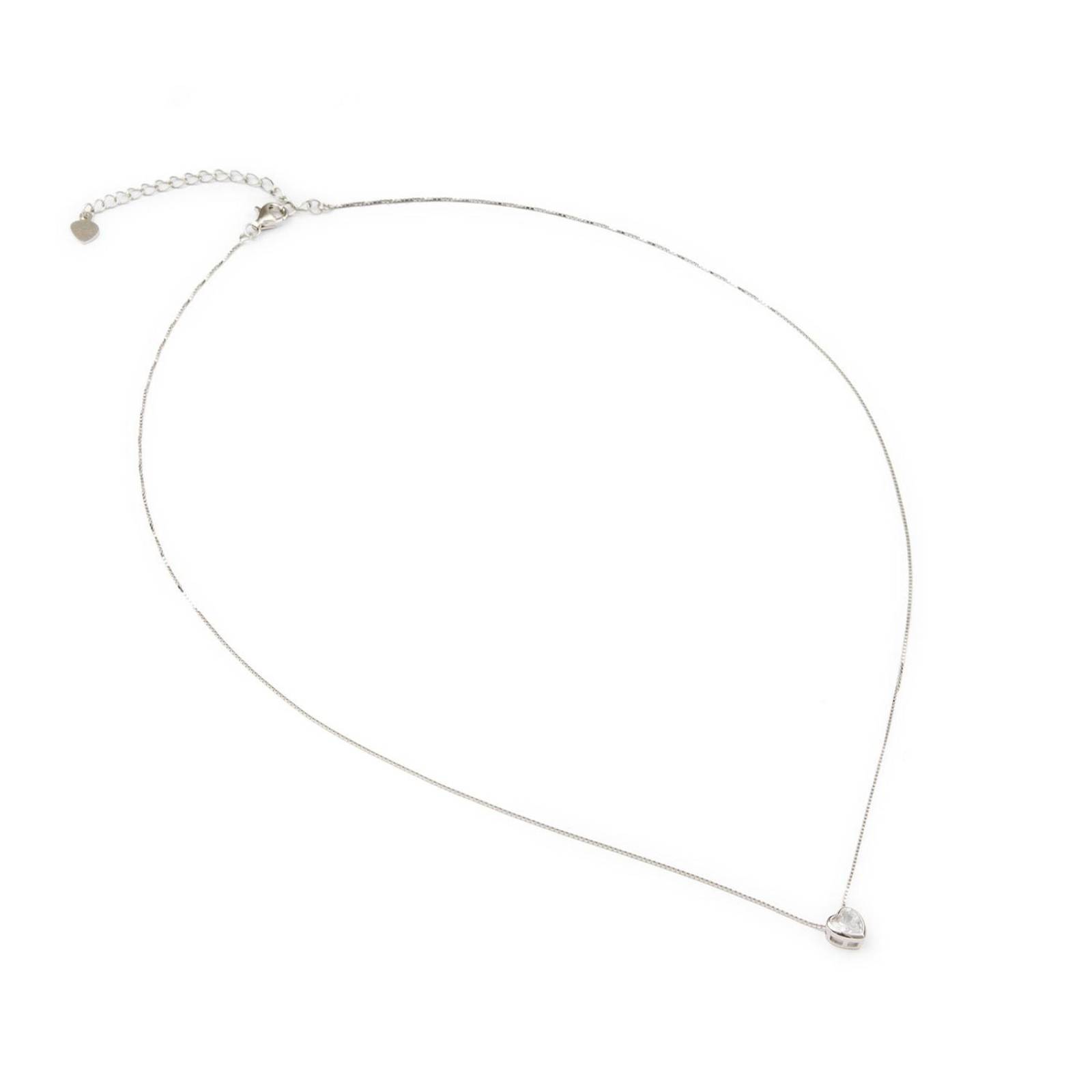 Collar Gargantilla Corazón con Zirconia AAA 50cm Plata .925 