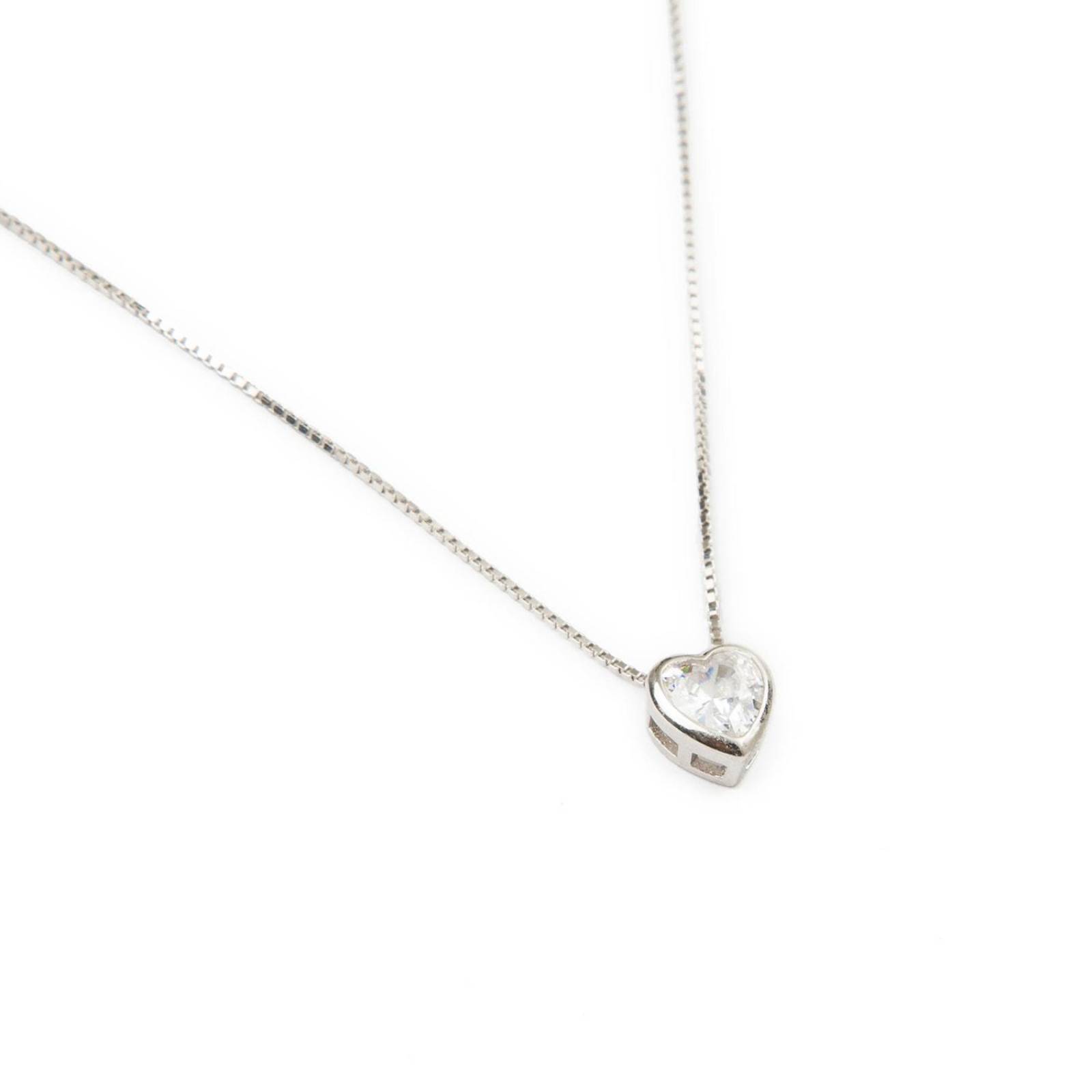 Collar Gargantilla Corazón con Zirconia AAA 50cm Plata .925 