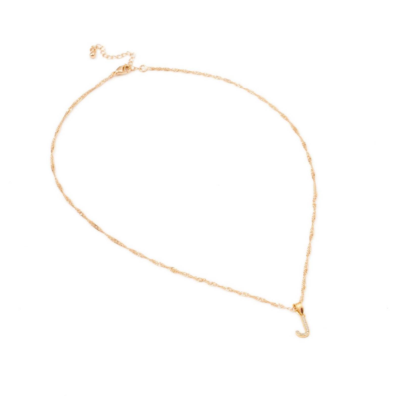 Dije Inicial / Letra J Mini con Zirconia Chapa de Oro 18k + Cadena 