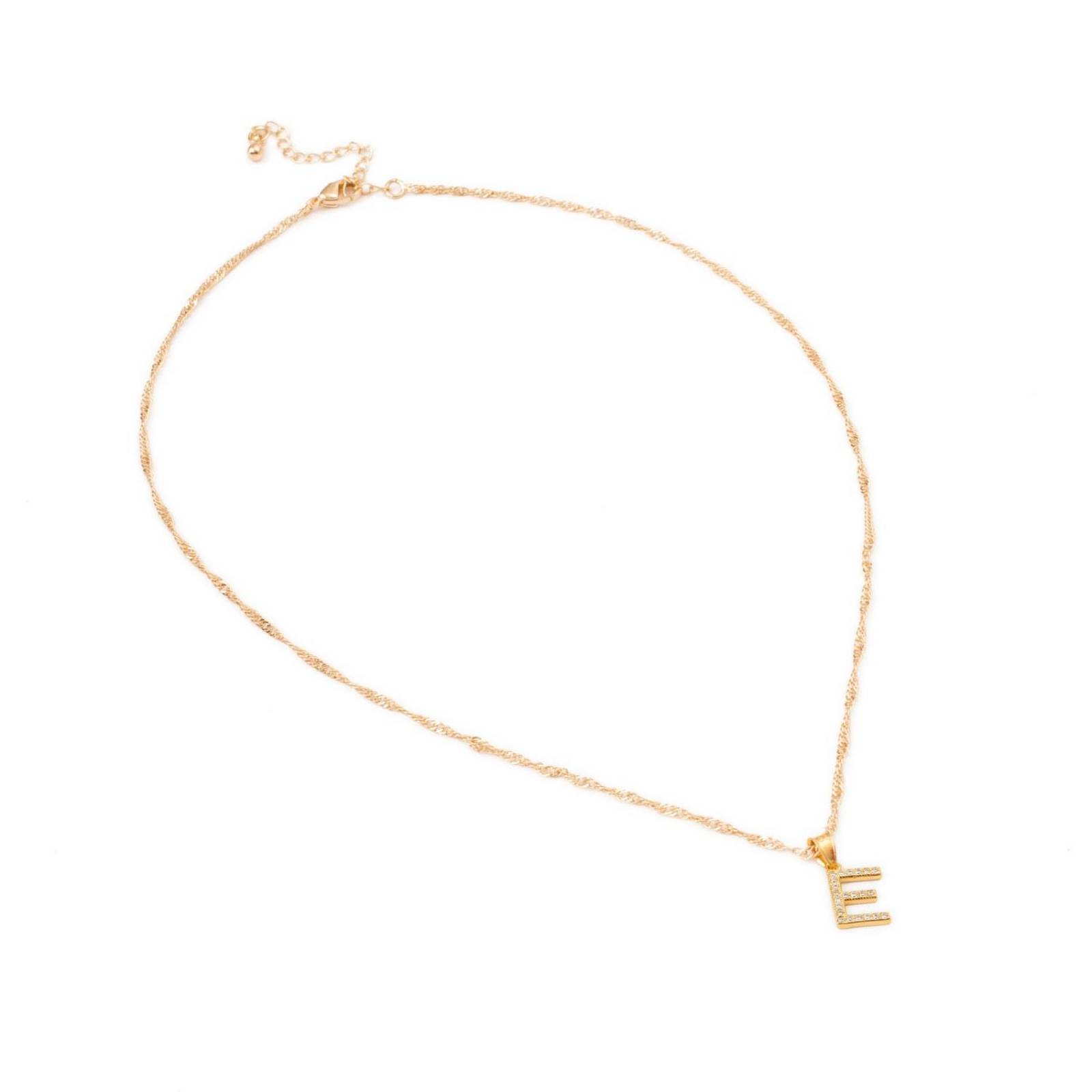 Dije Inicial / Letra E Mini con Zirconia Chapa de Oro 18k + Cadena 