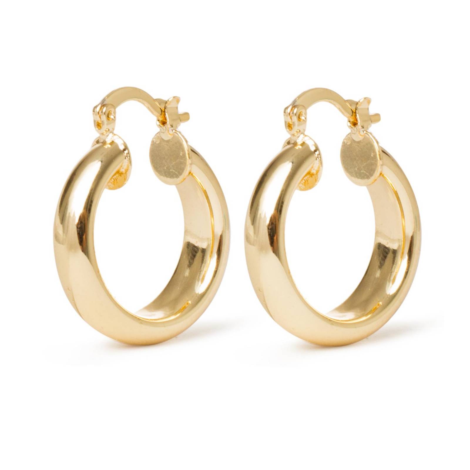 Aretes Arracadas Coqueta Gruesa 6x25mm Chapa de Oro 18k 