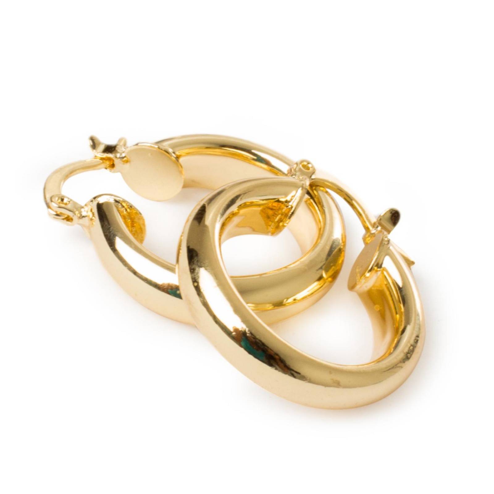 Aretes Arracadas Coqueta Gruesa 6x25mm Chapa de Oro 18k 