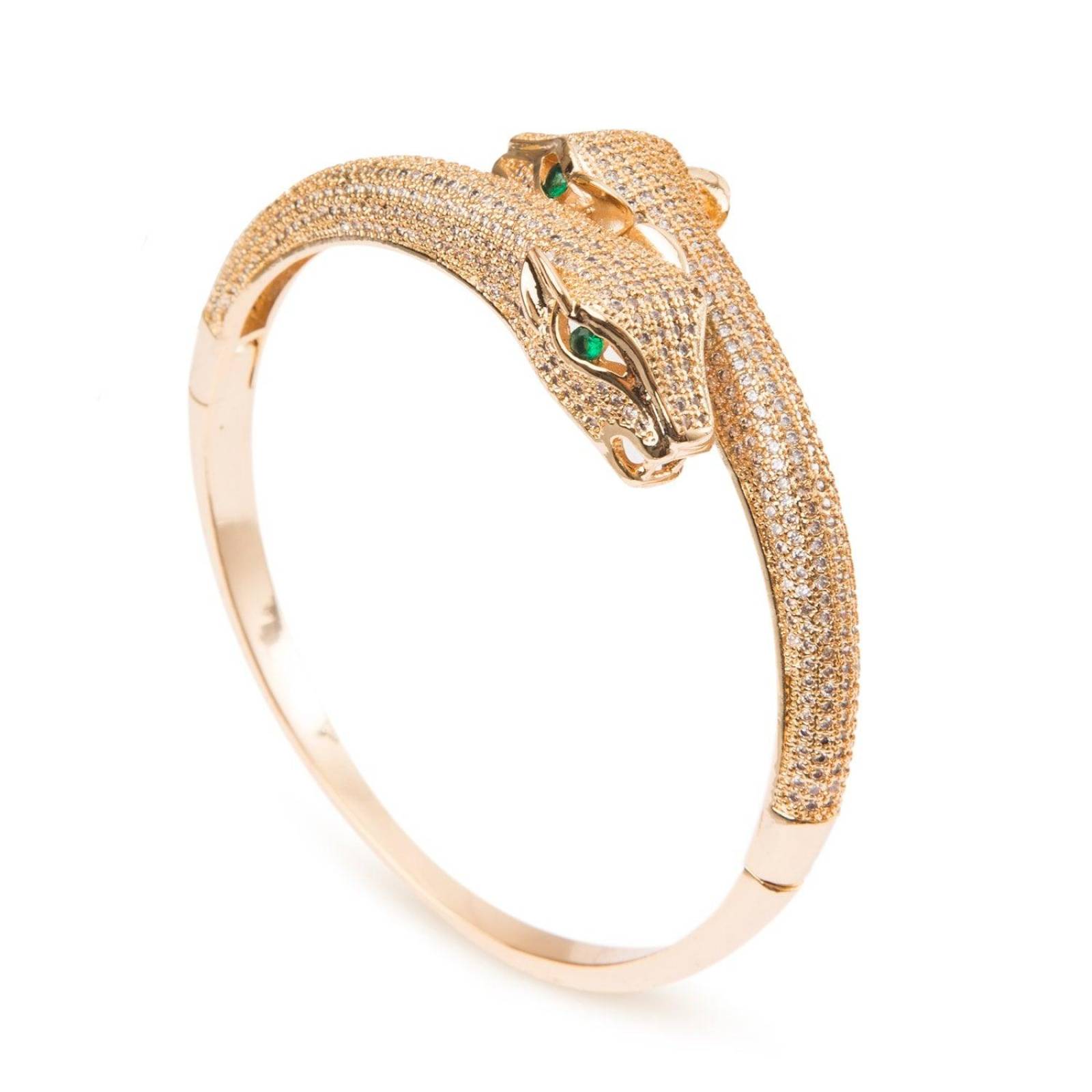 Pulsera Brazalete Jaguar 2 Caras 5mm Unisex 20cm Chapa de Oro 18k 