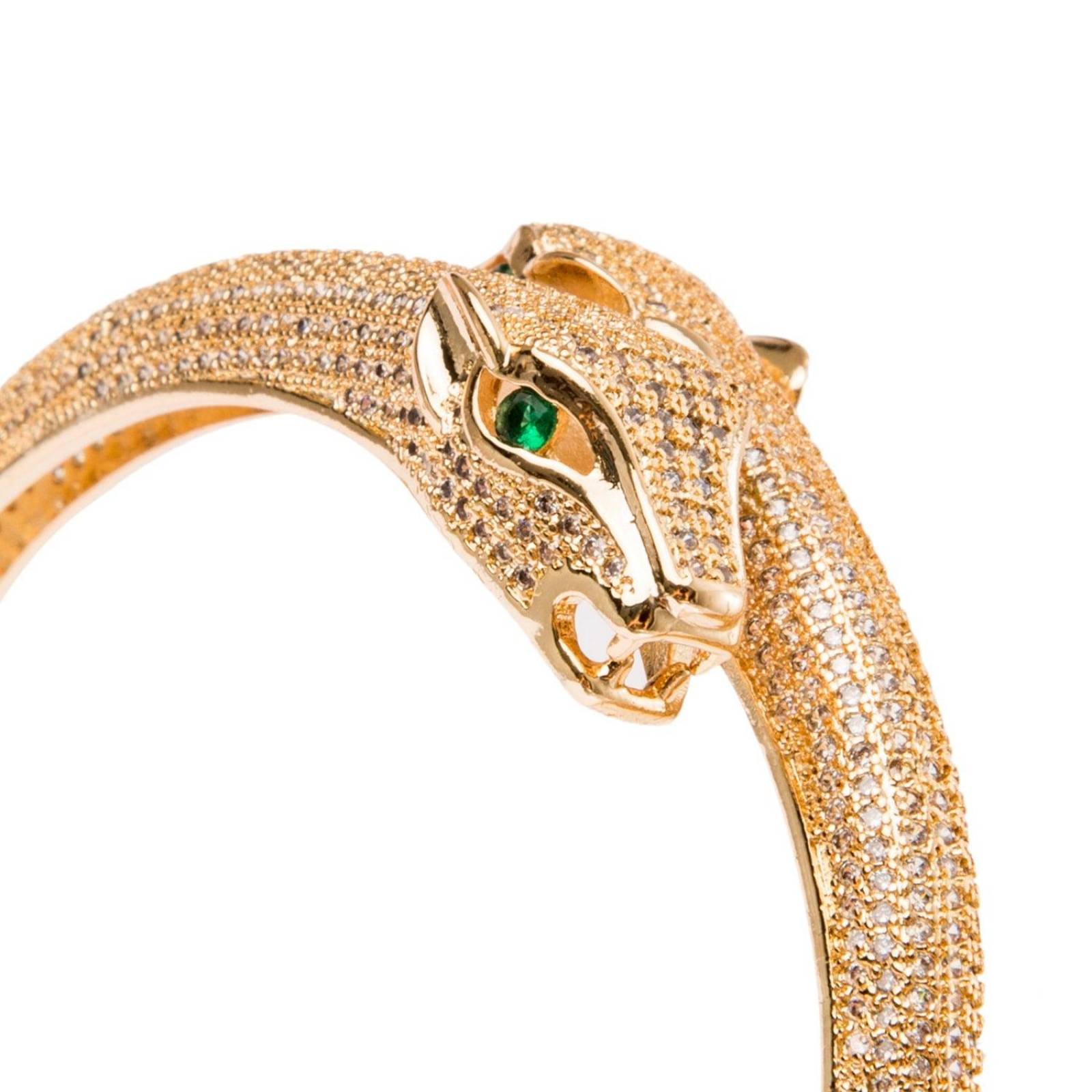 Pulsera Brazalete Jaguar 2 Caras 5mm Unisex 20cm Chapa de Oro 18k 