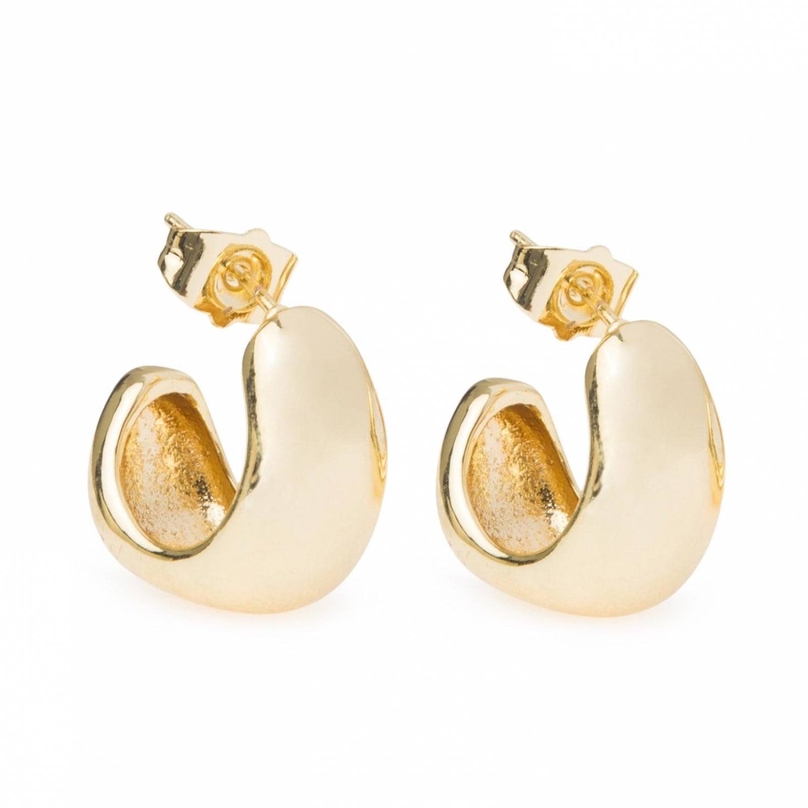 Aretes Coqueta Broquel Abierto 10mm Chapa de Oro 18k 