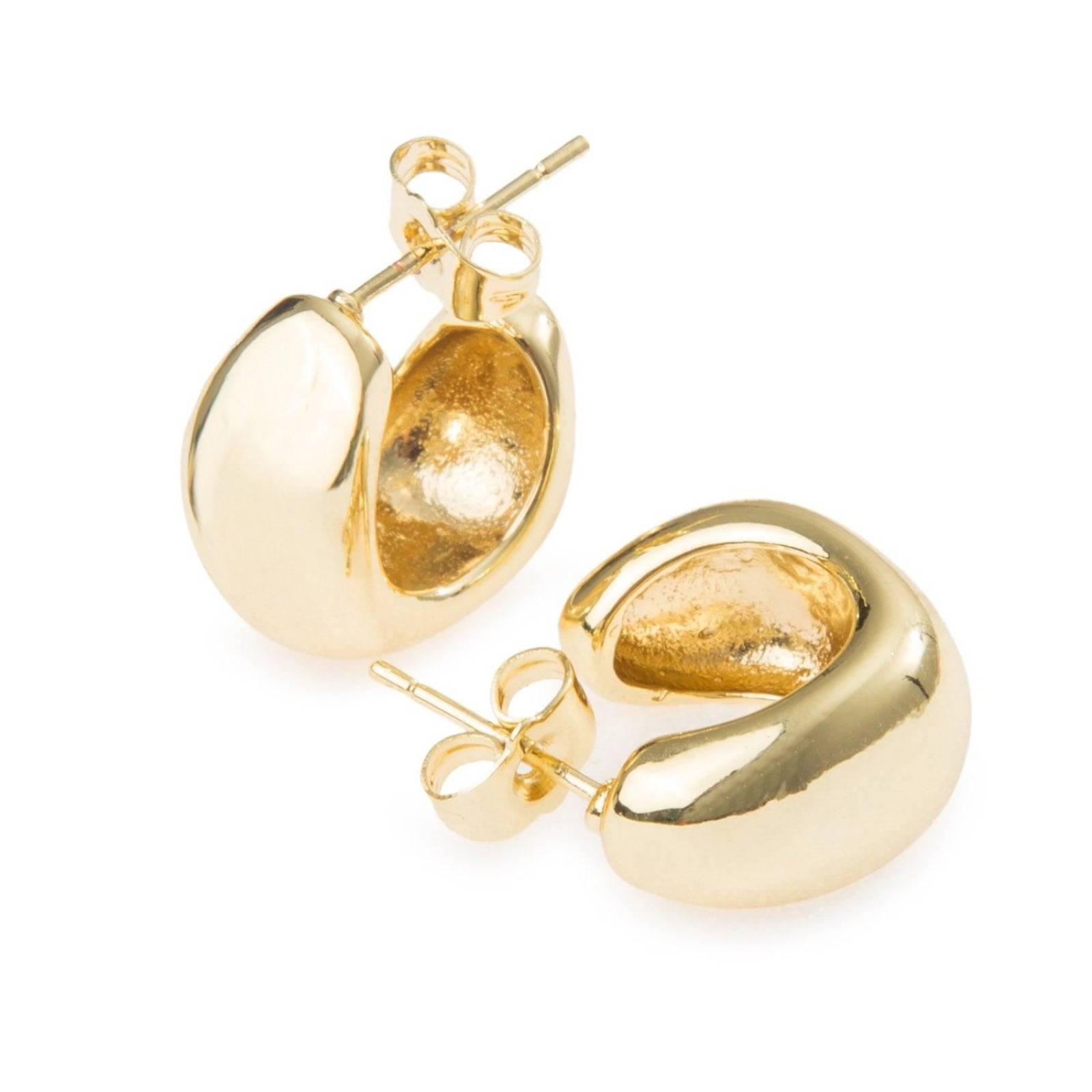 Aretes Coqueta Broquel Abierto 10mm Chapa de Oro 18k 