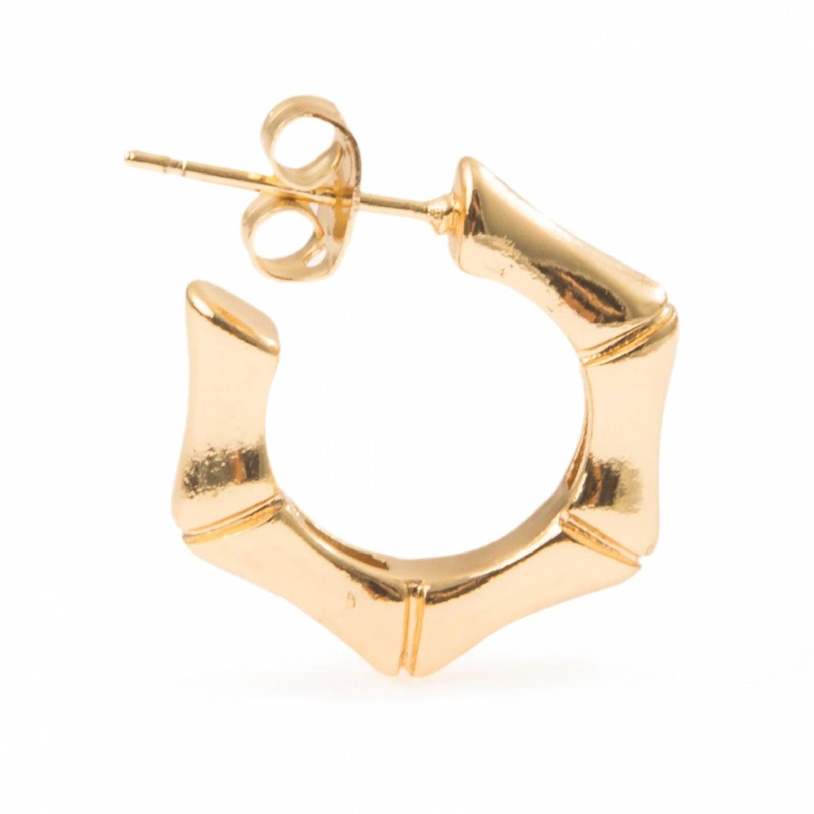 Aretes Arracadas Broquel Bambú 4mm Chapa de Oro 18k 