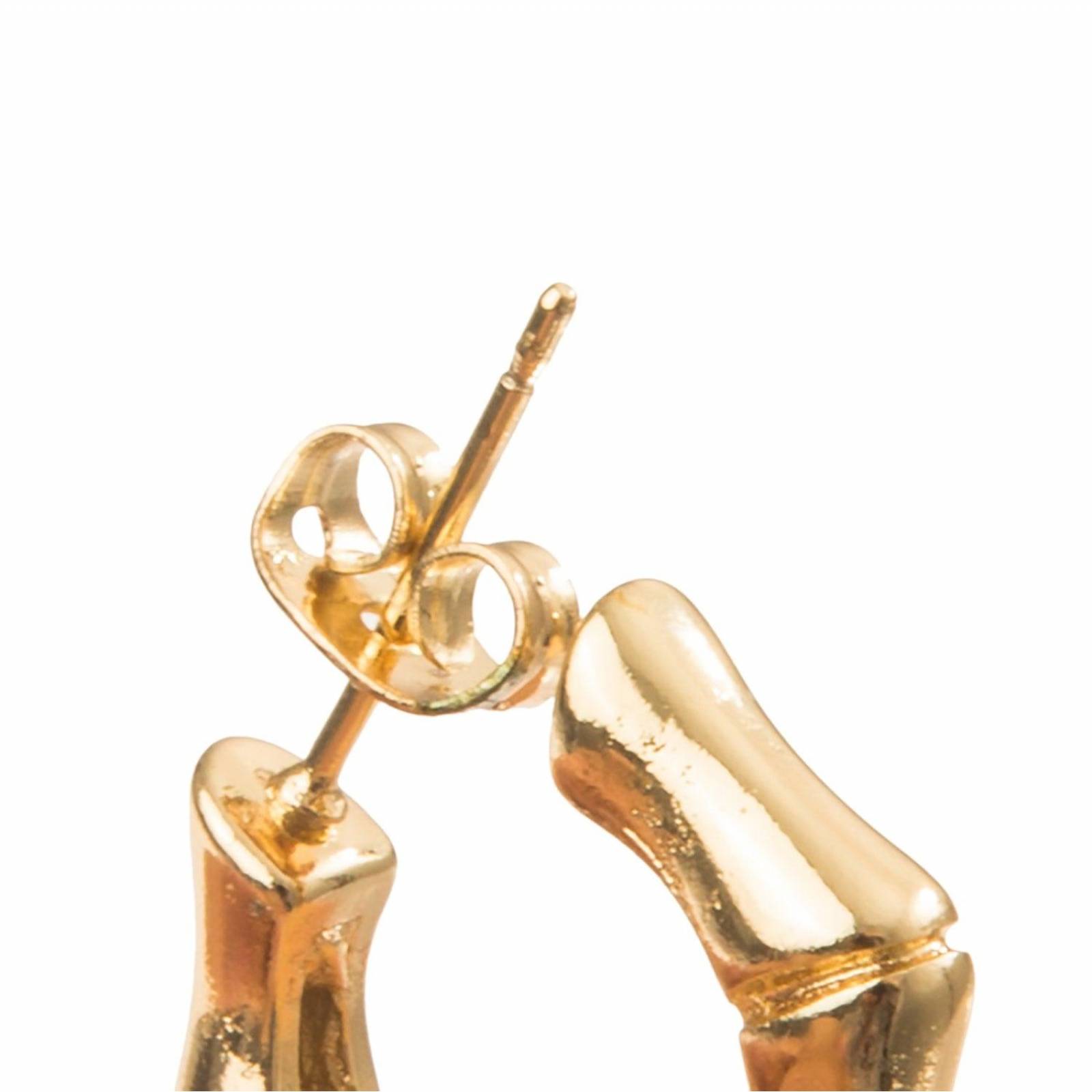 Aretes Arracadas Broquel Bambú 4mm Chapa de Oro 18k 