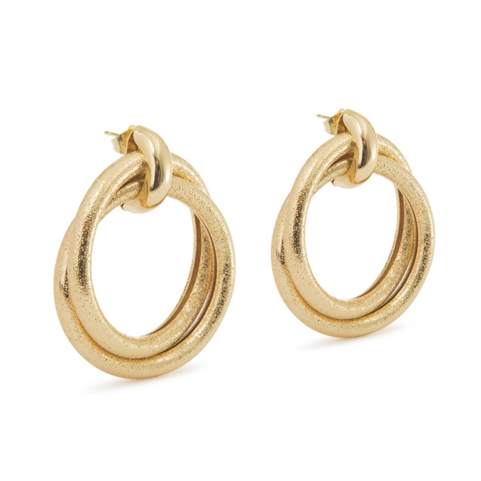 Aretes Arracadas Coqueta Dobles 20mm Chapa de Oro 18k