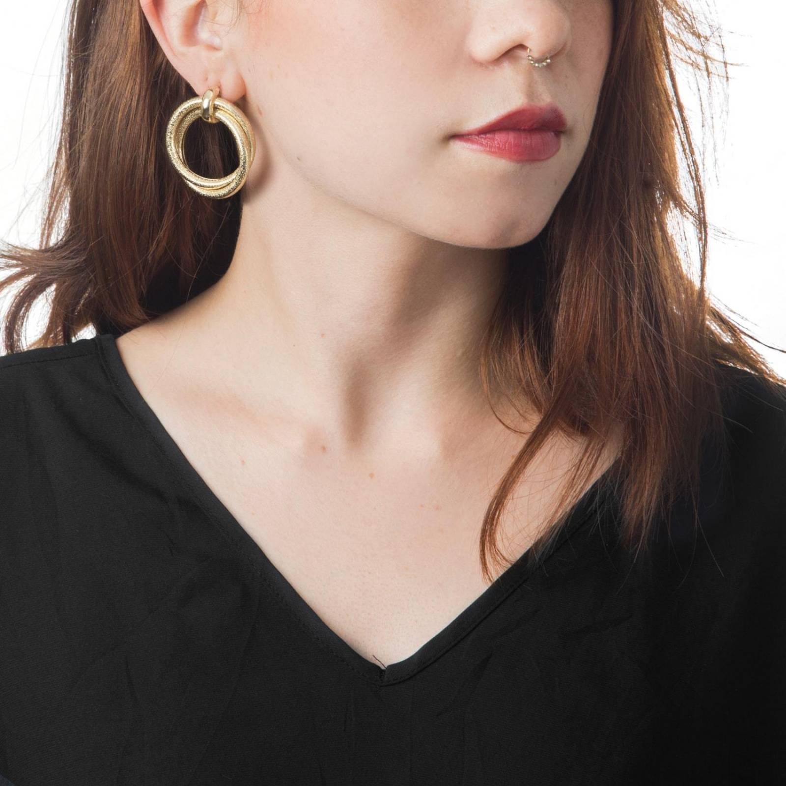 Aretes Arracadas Coqueta Dobles 20mm Chapa de Oro 18k