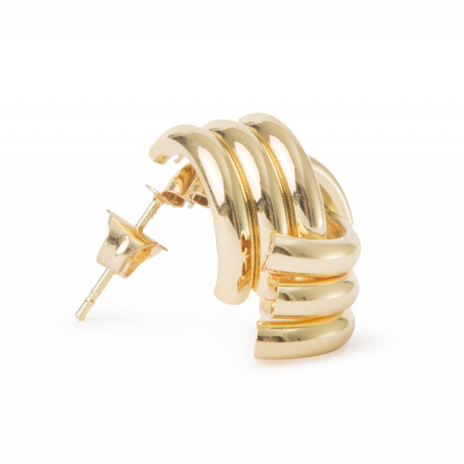 Aretes Arracadas Coqueta Triples 20mm Chapa de Oro 18k 