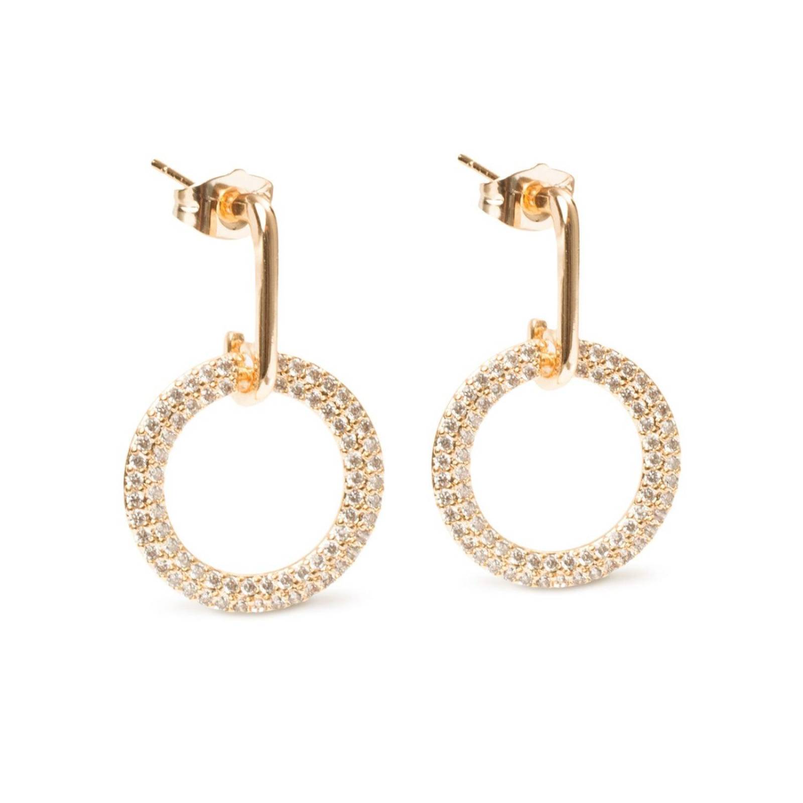 Aretes de moda aros de chapa de Oro18K con incrustaciones – JOYADIVA