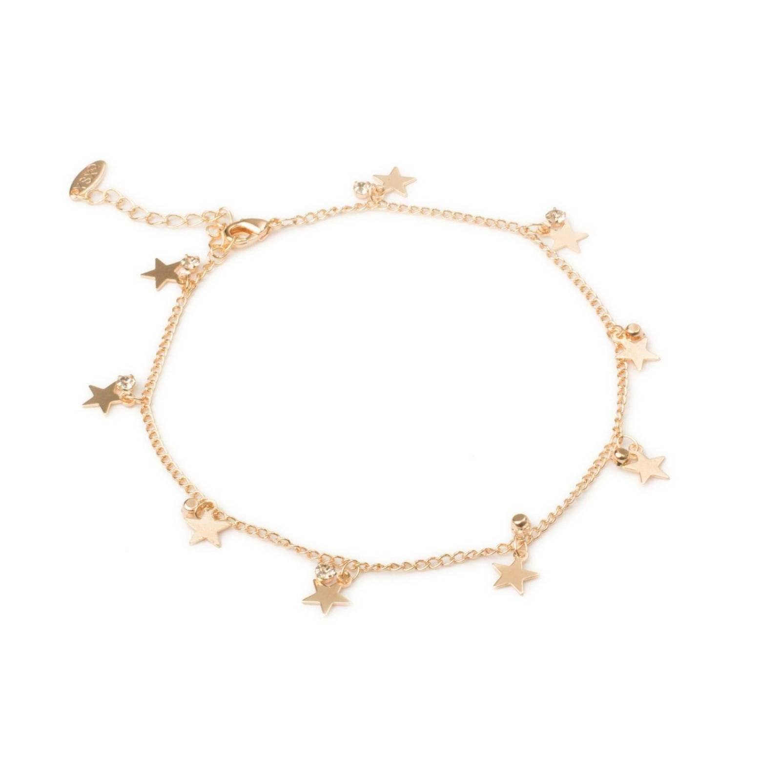 Pulsera Tobillera de Estrellas 1mm Ajustable Chapa de Oro 18k 