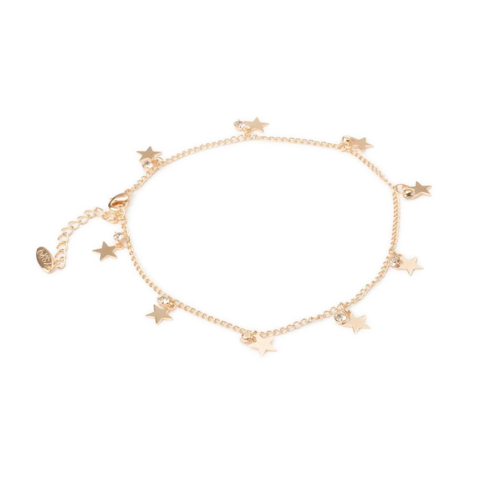 Pulsera Tobillera de Estrellas 1mm Ajustable Chapa de Oro 18k 