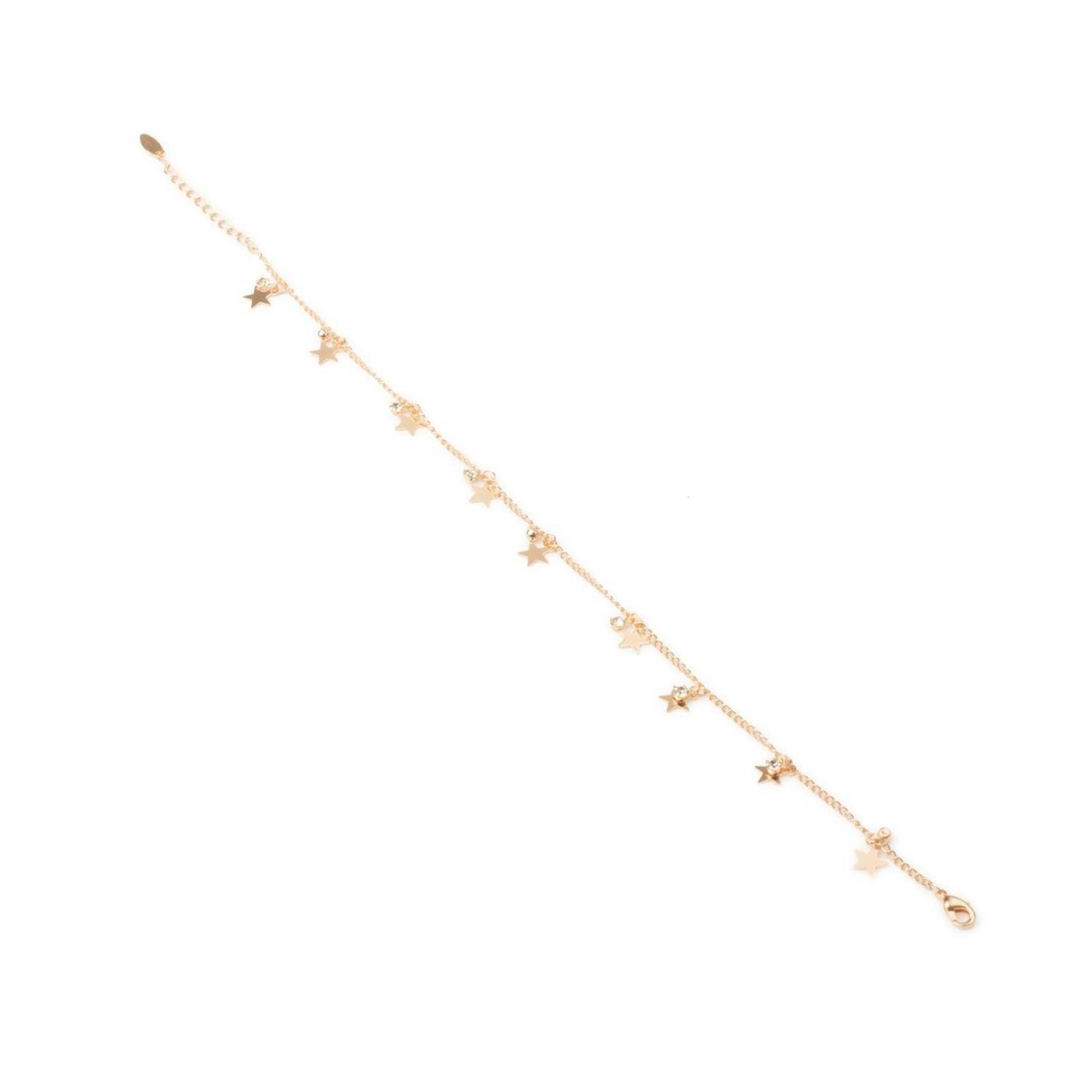 Pulsera Tobillera de Estrellas 1mm Ajustable Chapa de Oro 18k 