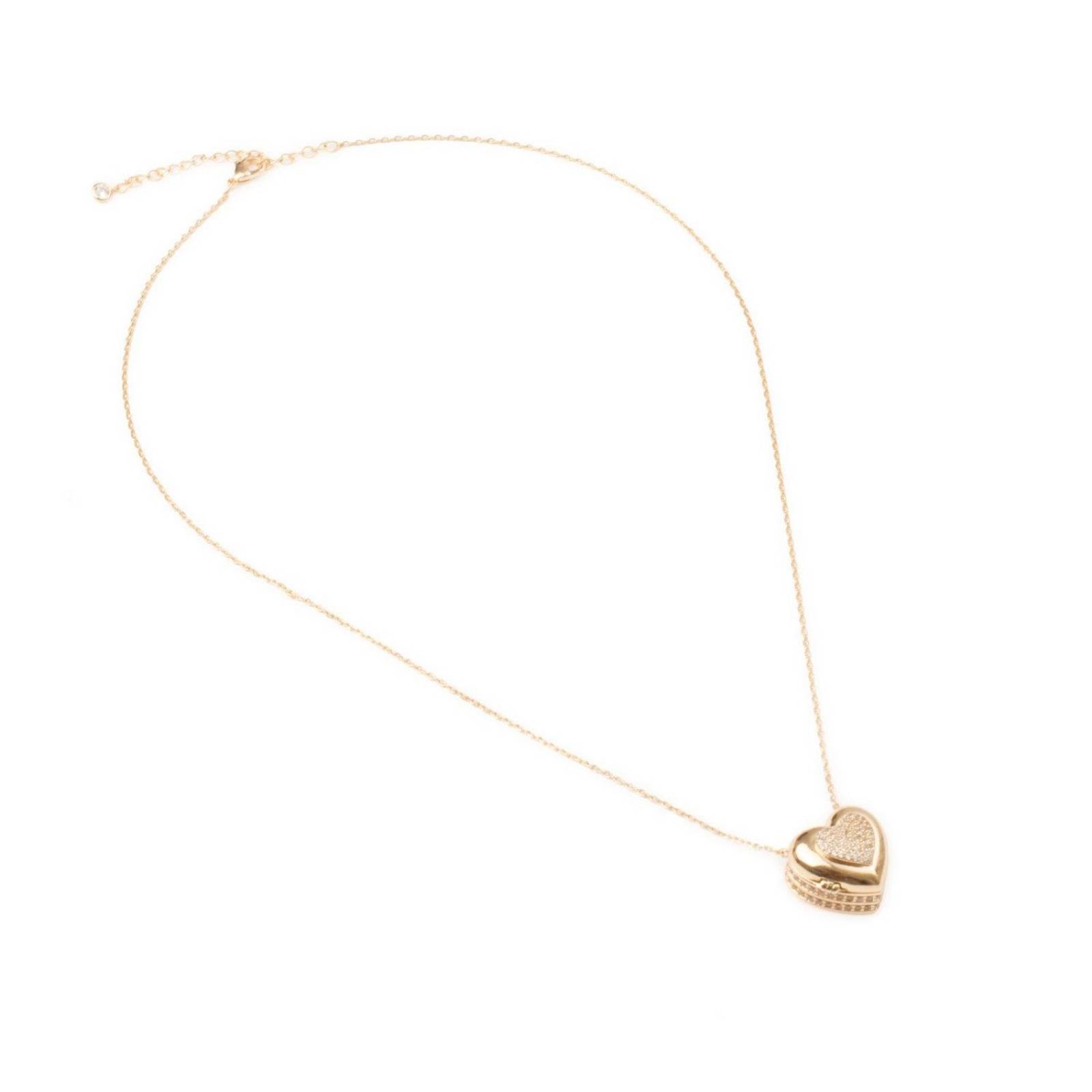 Collar Gargantilla con Dije Baúl de Corazón Chapa de Oro 18k