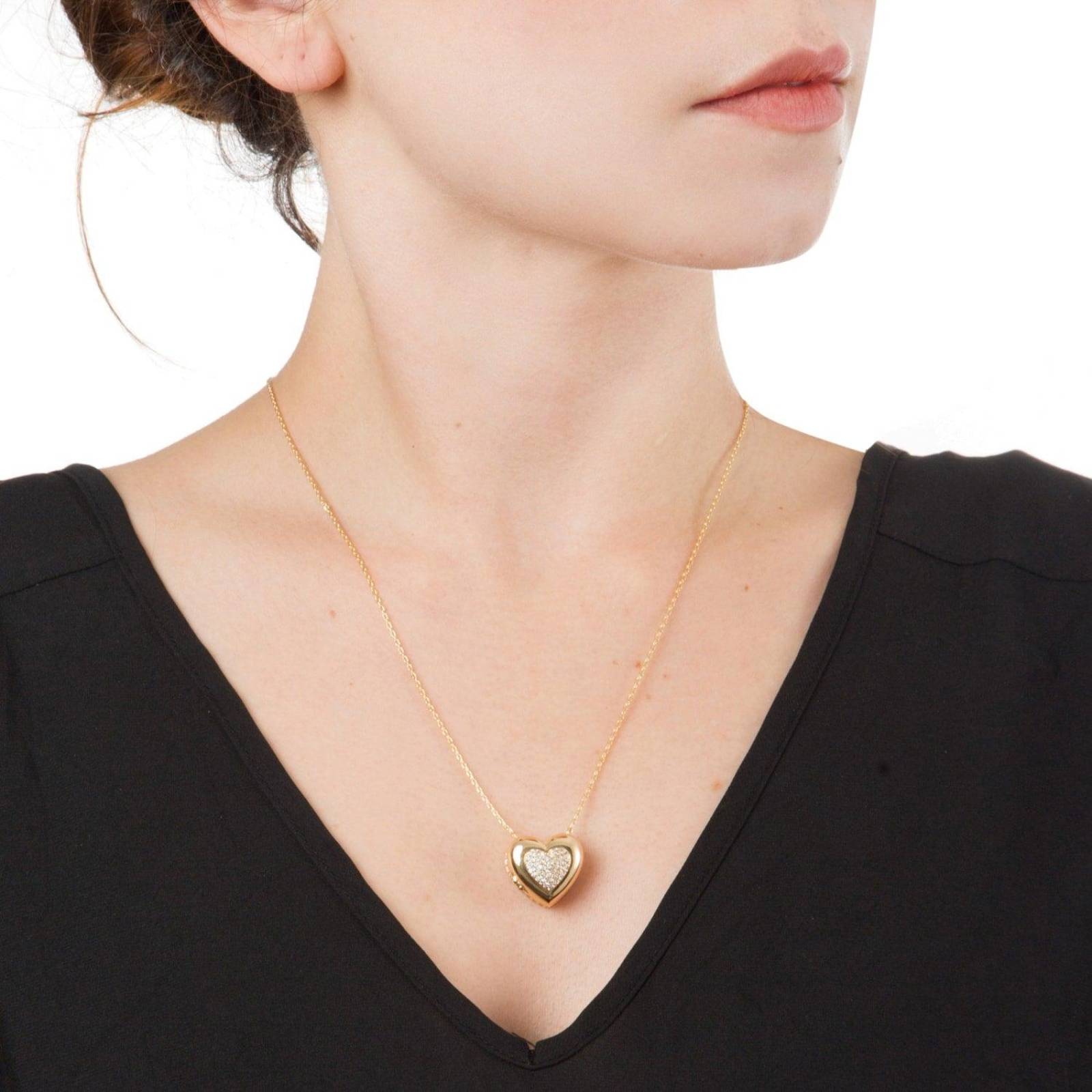 Collar Gargantilla con Dije Baúl de Corazón Chapa de Oro 18k