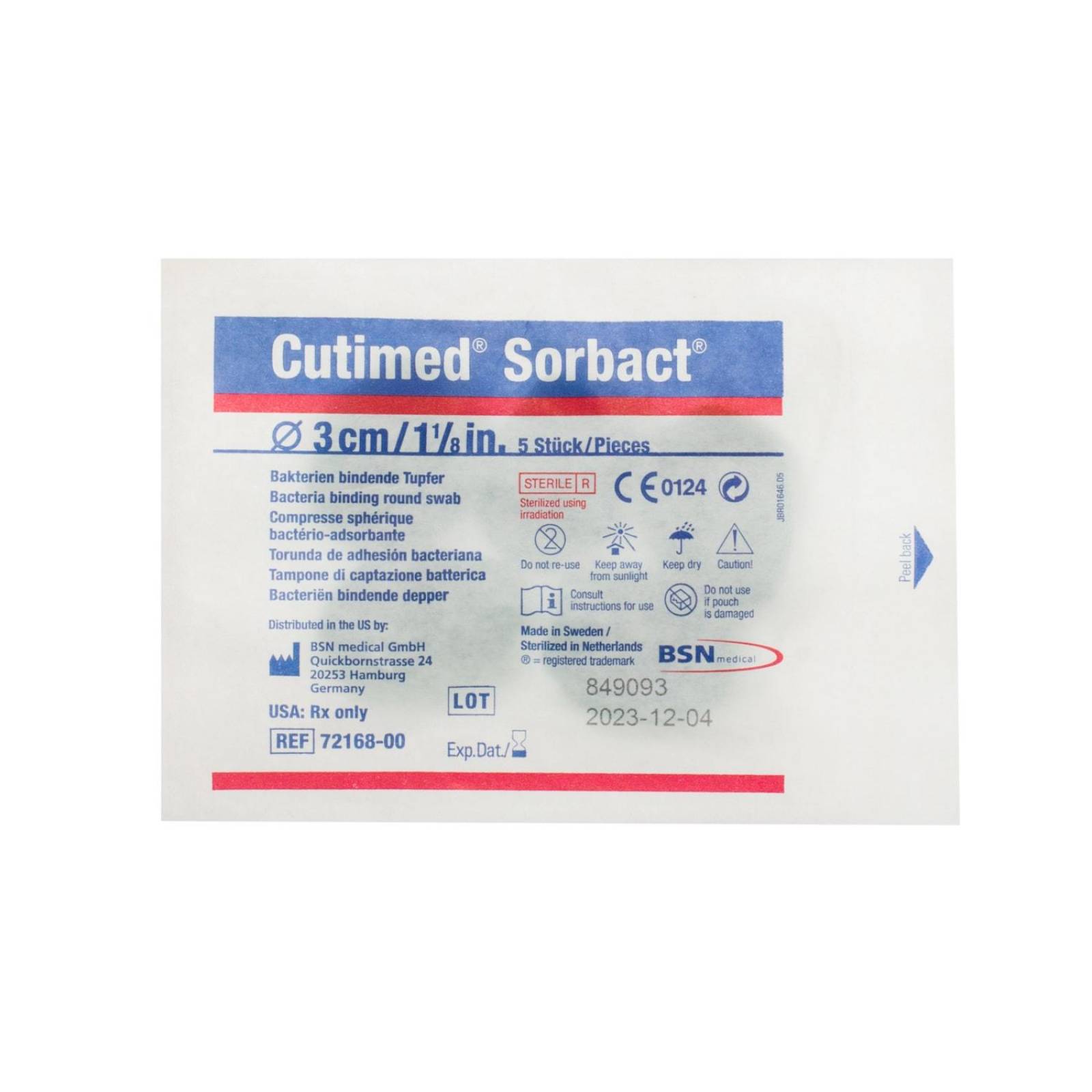 Torunda de Adhesión Bacteriana Cutimed Sorbact 3cm 5pz - BSN 