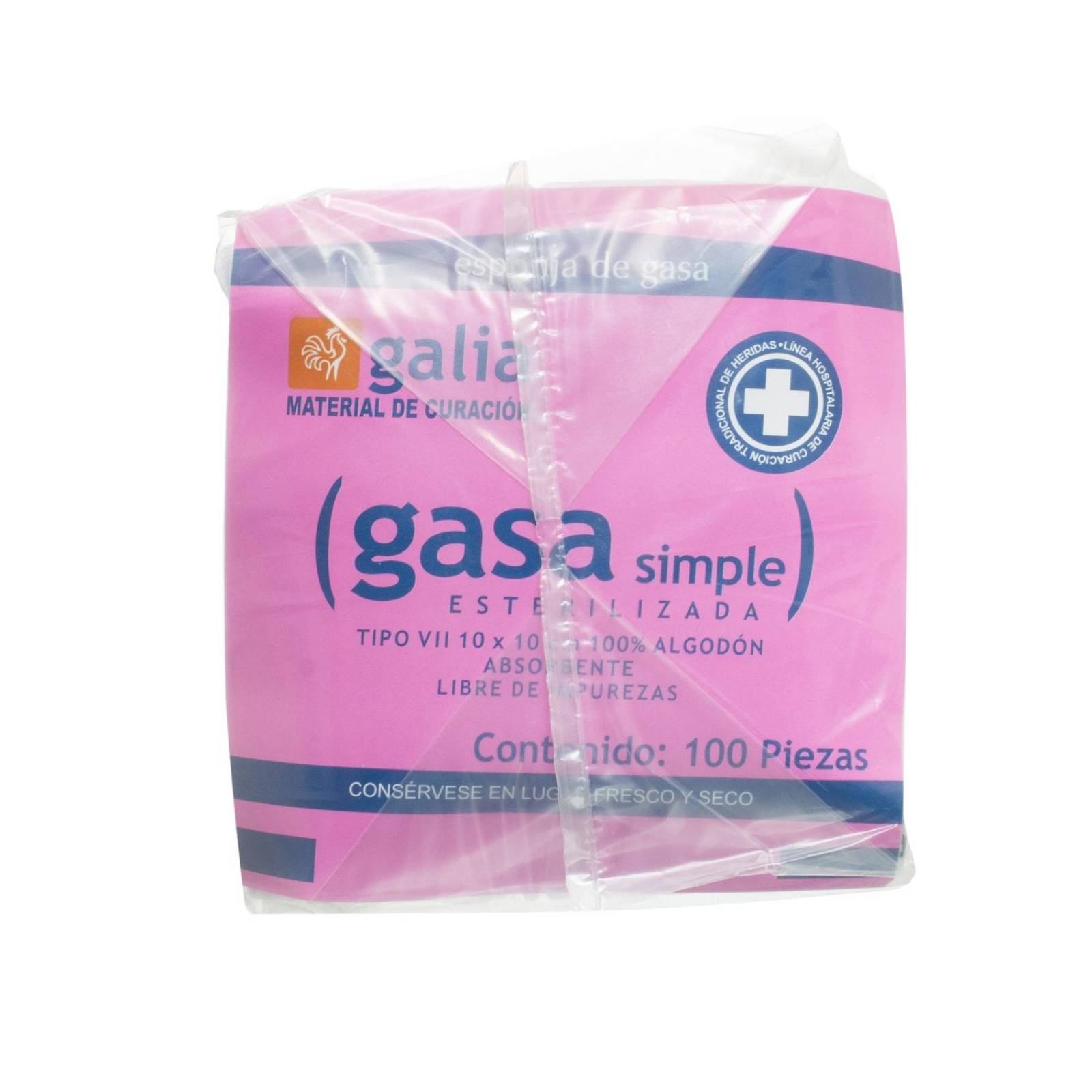Gasa Estéril con Bolsa 10x10cm 100pz - Galia 