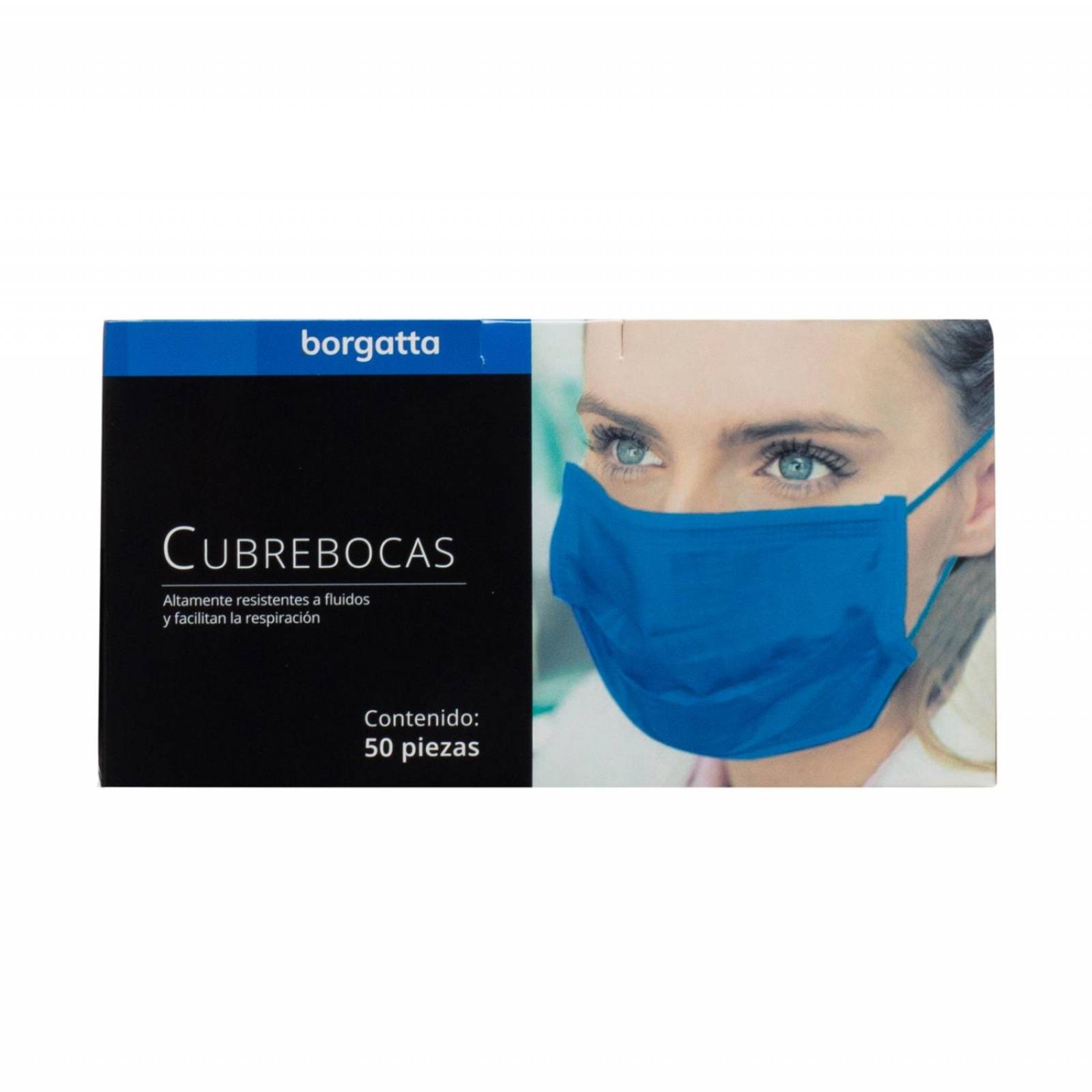 Cubrebocas Desechable 4 Capas Plisado 50pz - Borgata Azul Rey