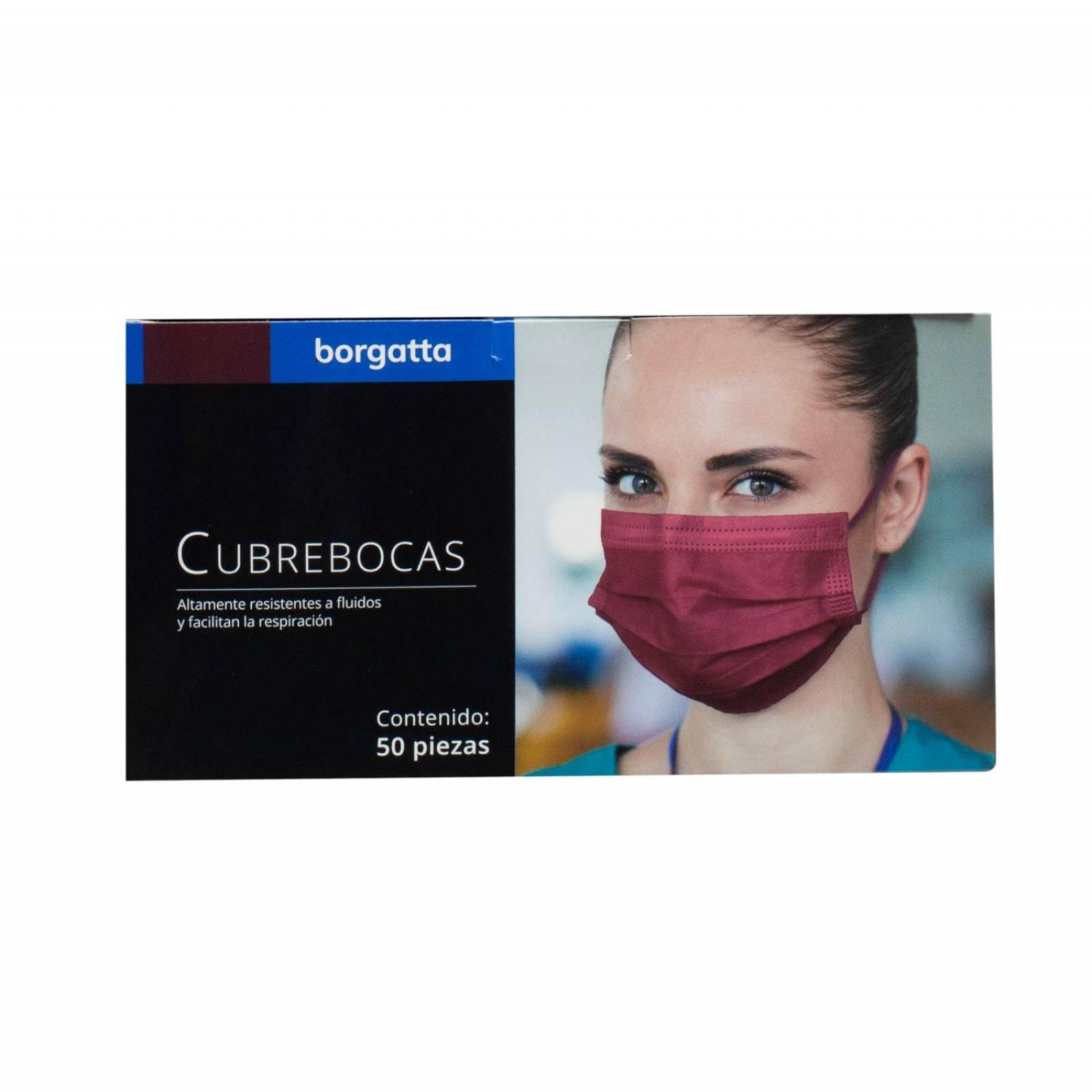 Cubrebocas Desechable 4 Capas Plisado 50pz - Borgata Vino