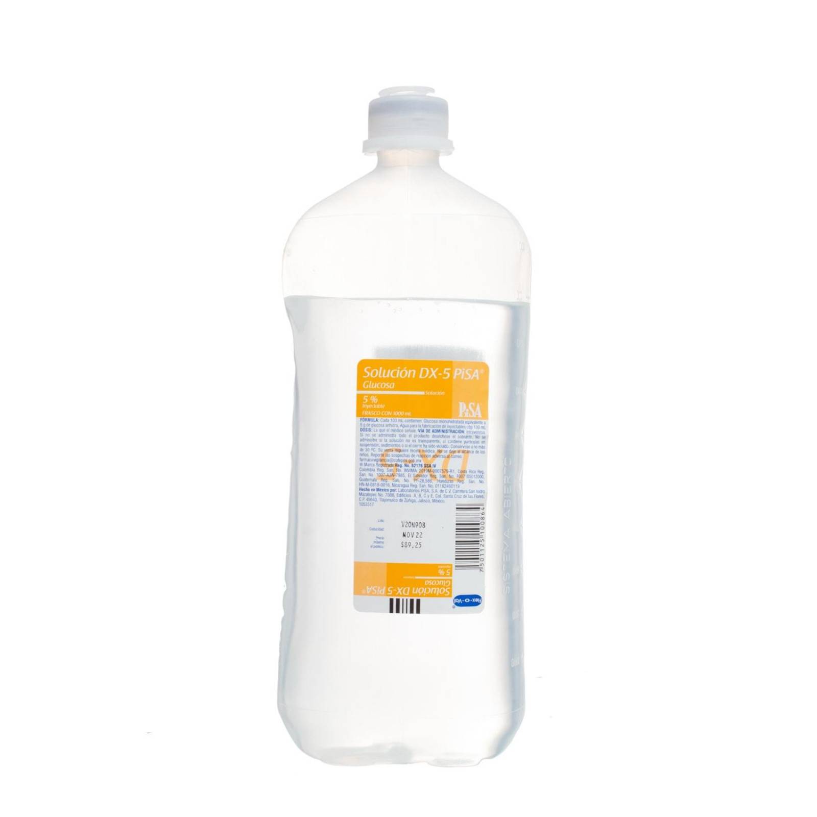 Solucion Glucosa DX-5 5% Inyectable 1000ml - Pisa 
