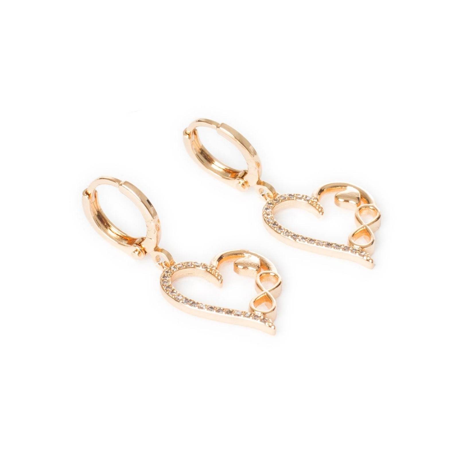 Juego Set Collar y Aretes Corazón e Infinito Chapa de Oro 18k 