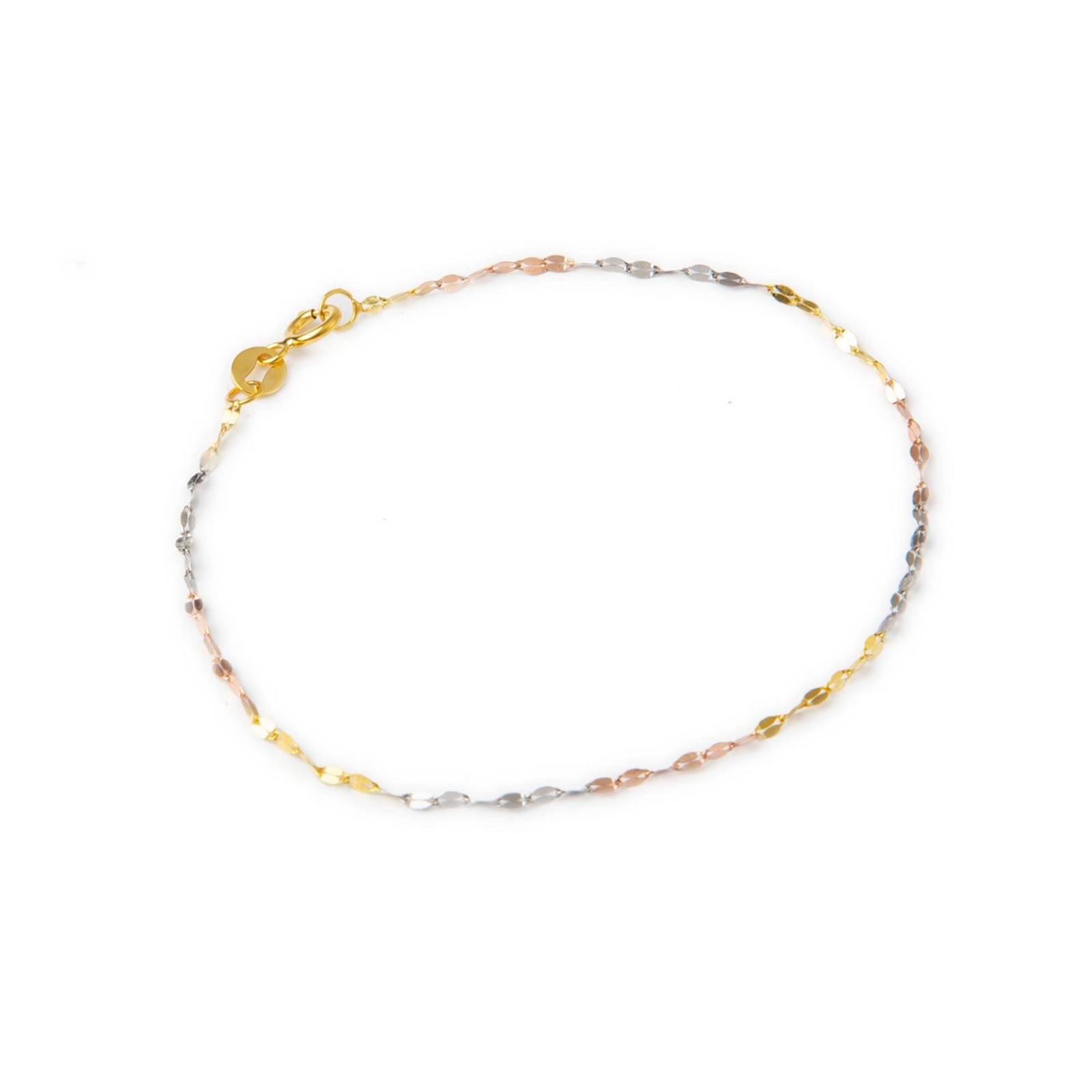 Pulsera Grano de Café Tritono 1mm Unisex 18cm Oro Italiano Sólido 10k 
