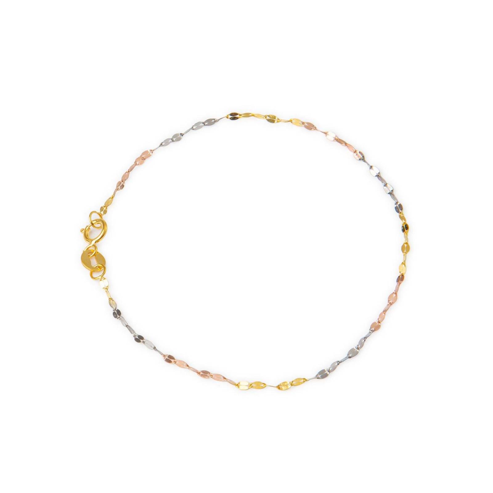 Pulsera Grano de Café Tritono 1mm Unisex 18cm Oro Italiano Sólido 10k 