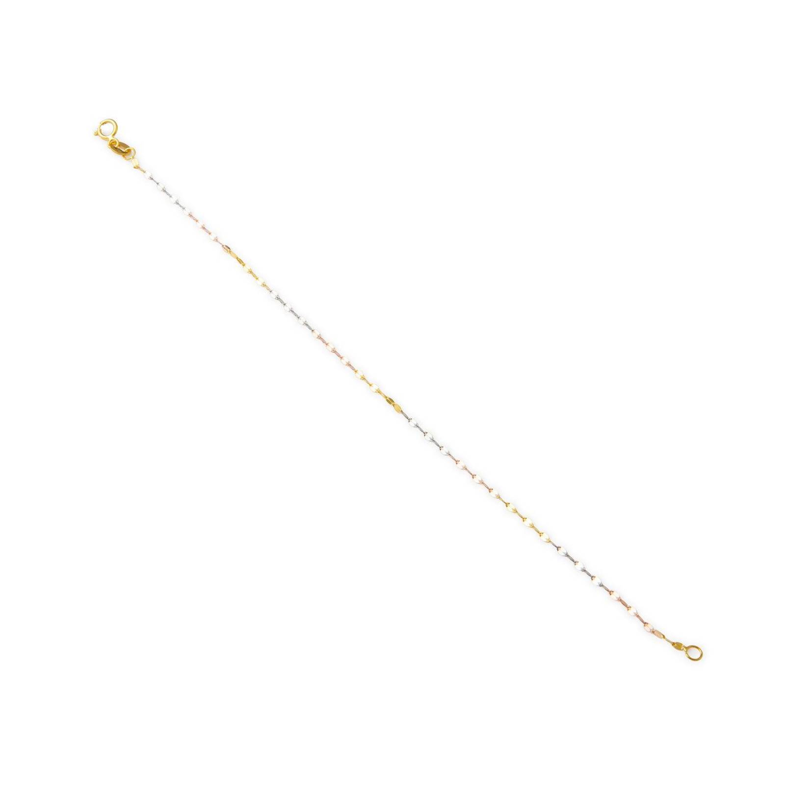 Pulsera Grano de Café Tritono 1mm Unisex 18cm Oro Italiano Sólido 10k 