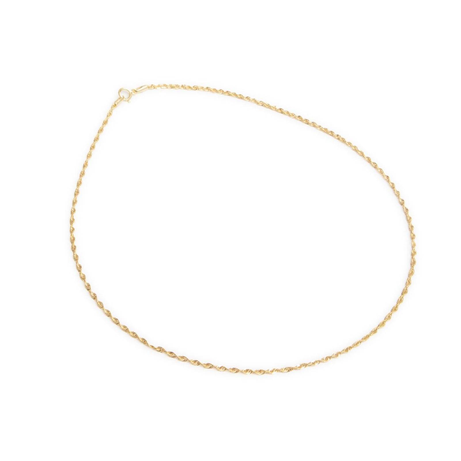 Cadena Collar Torsal 2mm Unisex 40cm Oro Italiano Hueco 10k 