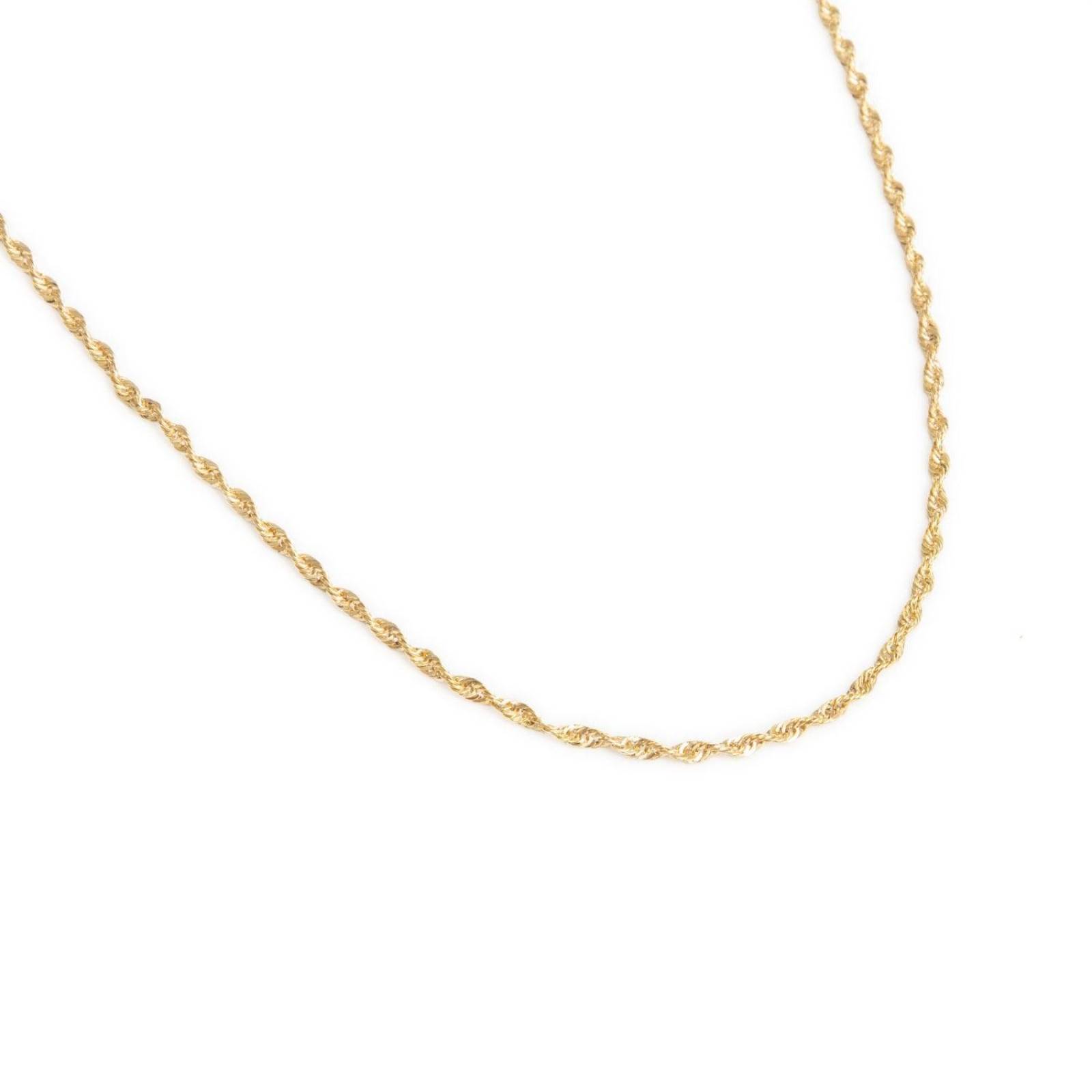 Cadena Collar Torsal 2mm Unisex 40cm Oro Italiano Hueco 10k 