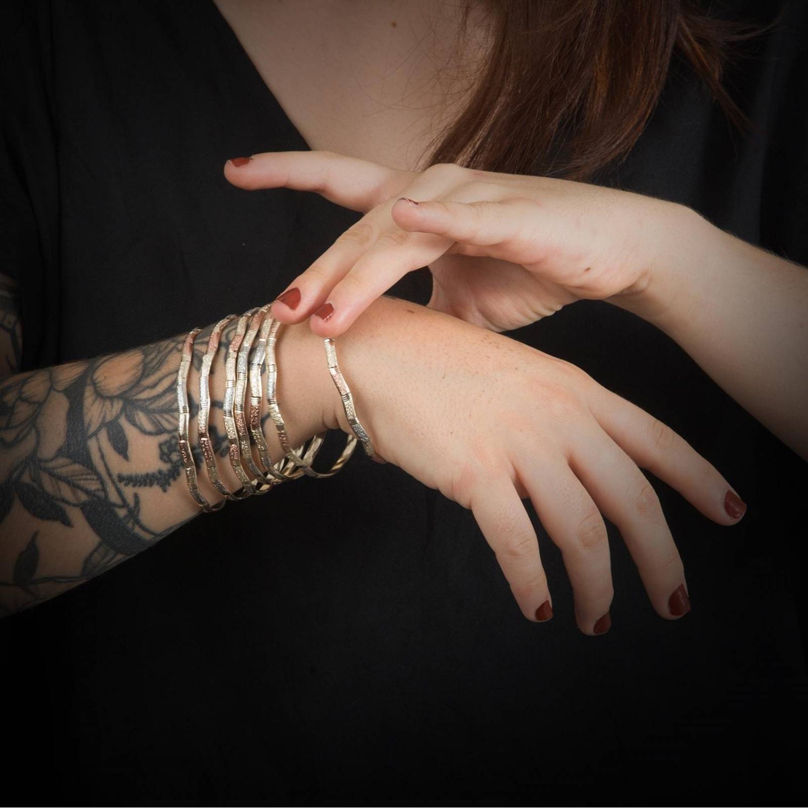 Pulsera Semanario 3 Oros ZigZag 3mm Chapa de Oro 18k Multicolor XS