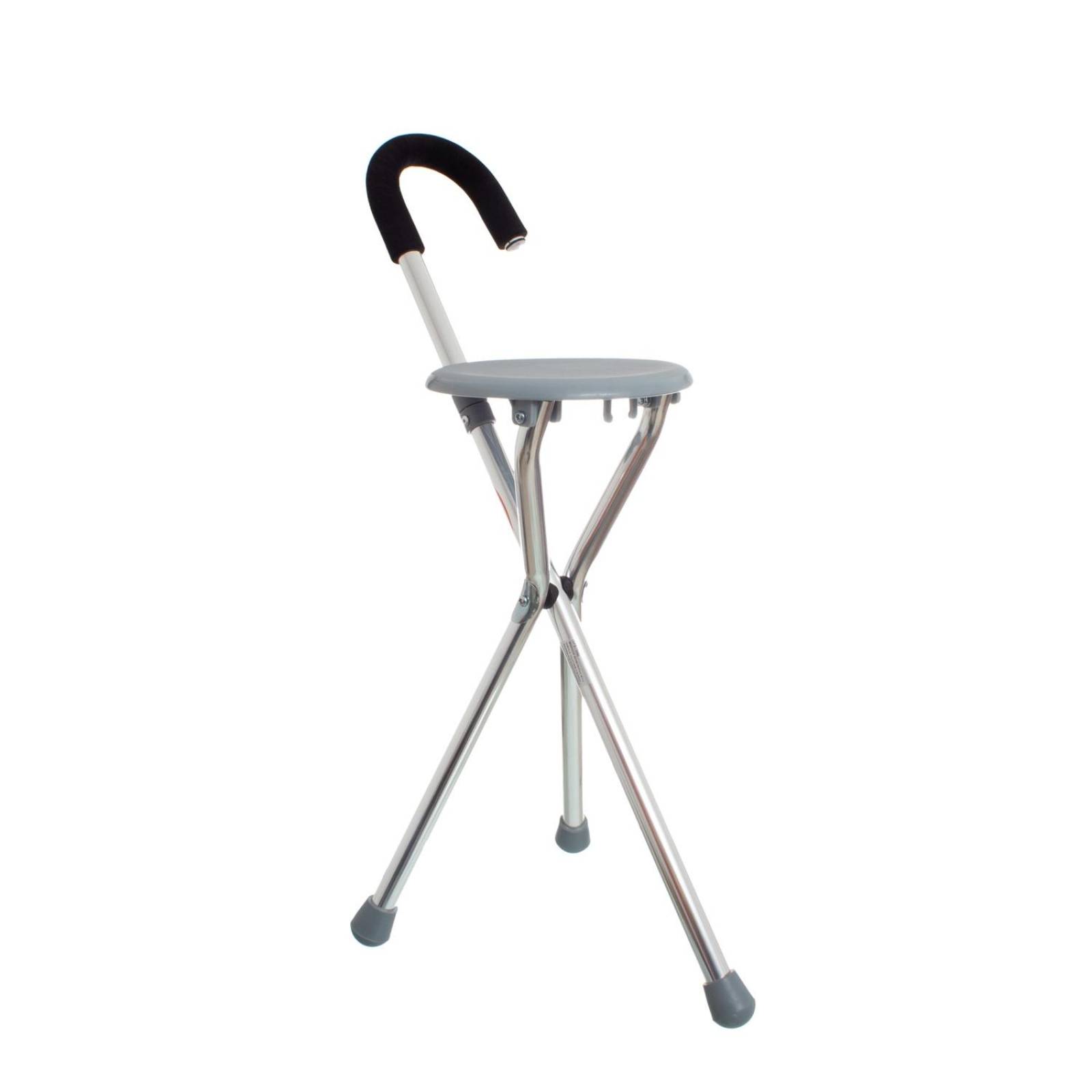 Bastón con Asiento Plegable 3 Apoyos - Speedy Plateado