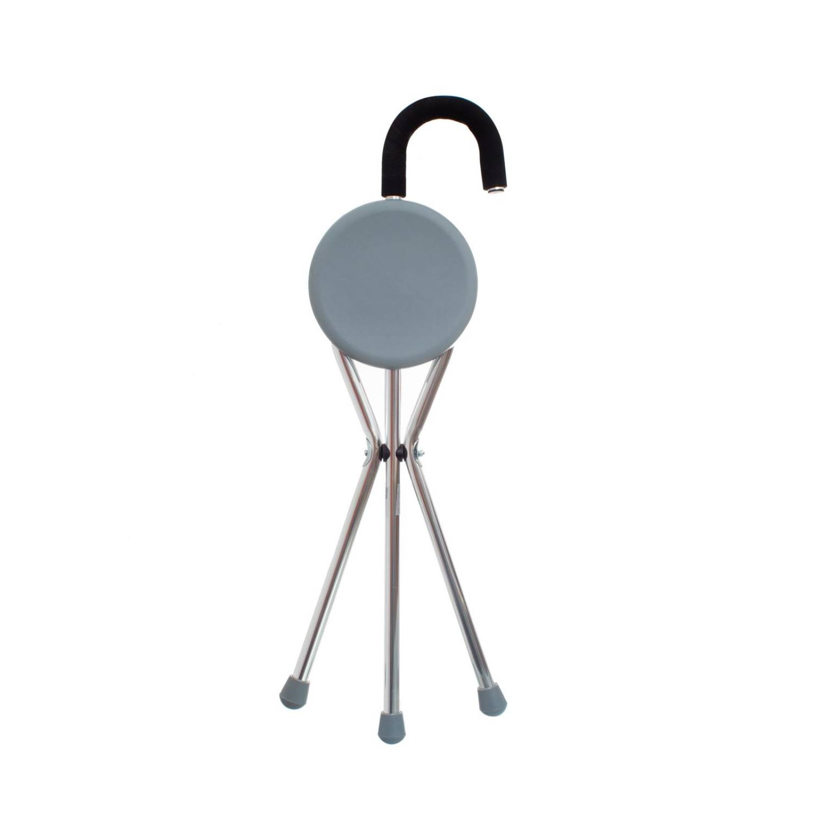 Bastón con Asiento Plegable 3 Apoyos - Speedy Plateado