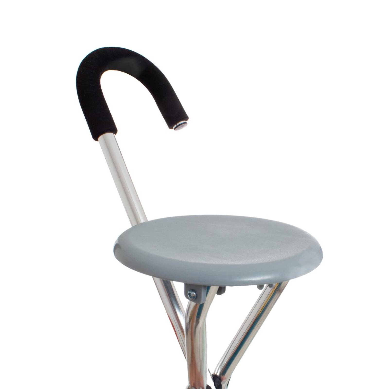 Bastón con Asiento Plegable 3 Apoyos - Speedy Plateado
