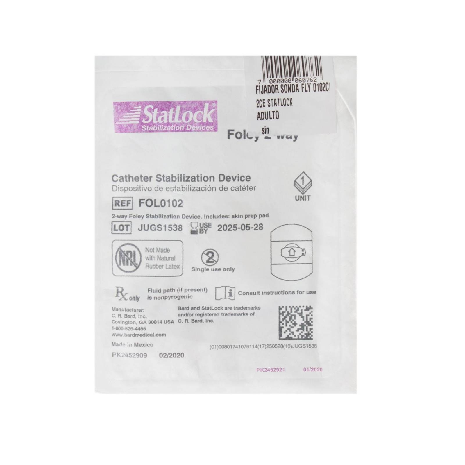 Fijador para Sonda Foley de Adulto - Statlock 