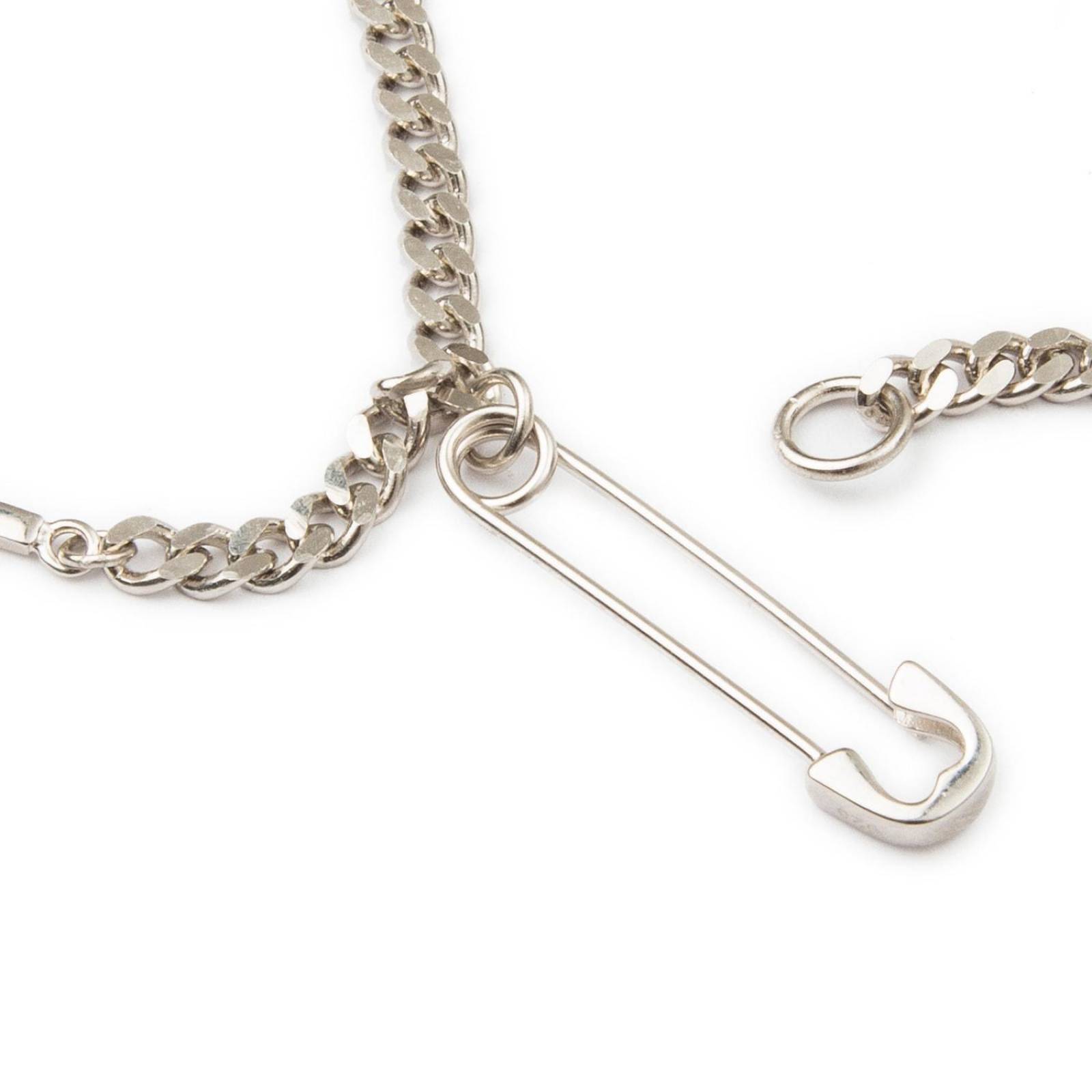 Pulsera Esclava Barbada 3mm Clip y Cruz 20cm Plata .925 