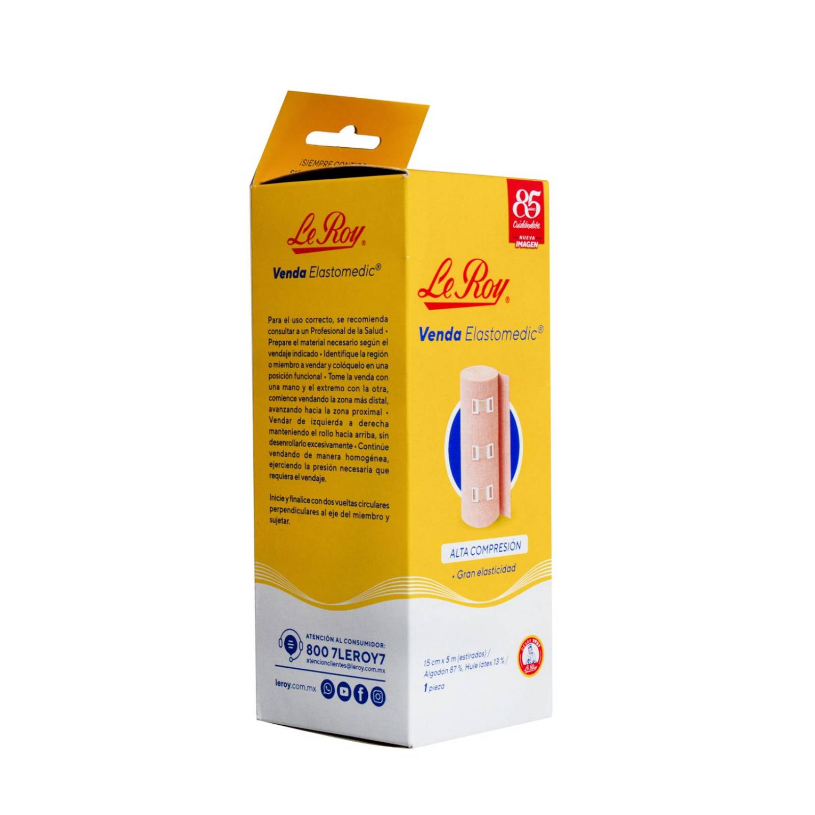 Venda Elastica Alta Compresion Elastomedic 15cmx5m - Le Roy